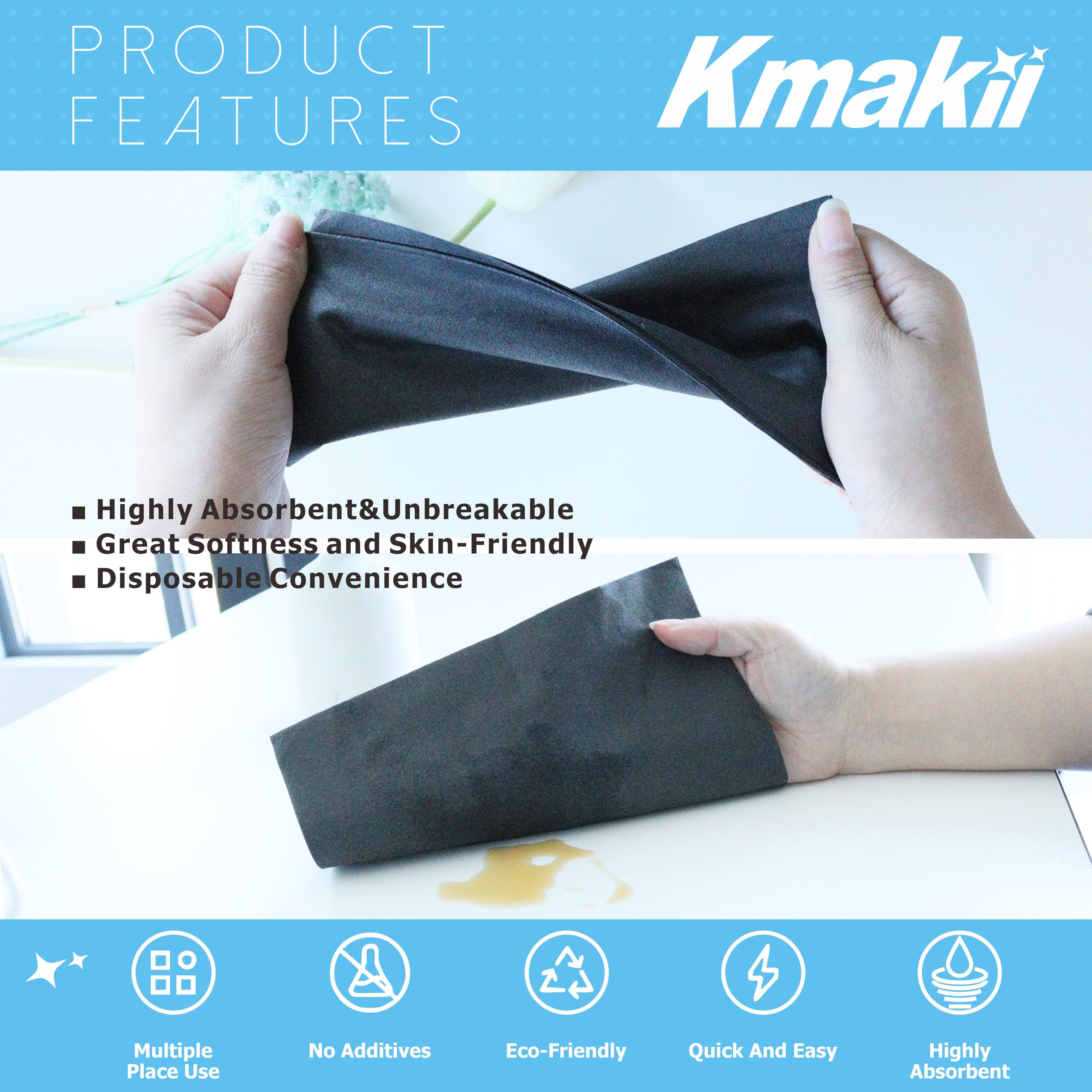 KMAKII Black Disposable Dinner Napkins Linen-Feel Colored Paper Napkins Premium Cloth Like Napkins Ideal For Restaurant  Events  Weddings&Party 50 Pack 16 x 16 inches