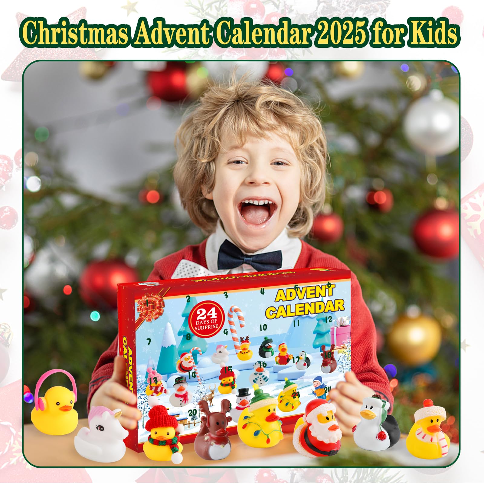 Christmas Advent Calendar 2025 for Kids 24 Days Christmas Countdown Calendar with Rubber Ducks Bath Toys Xmas Party Favors Fun T