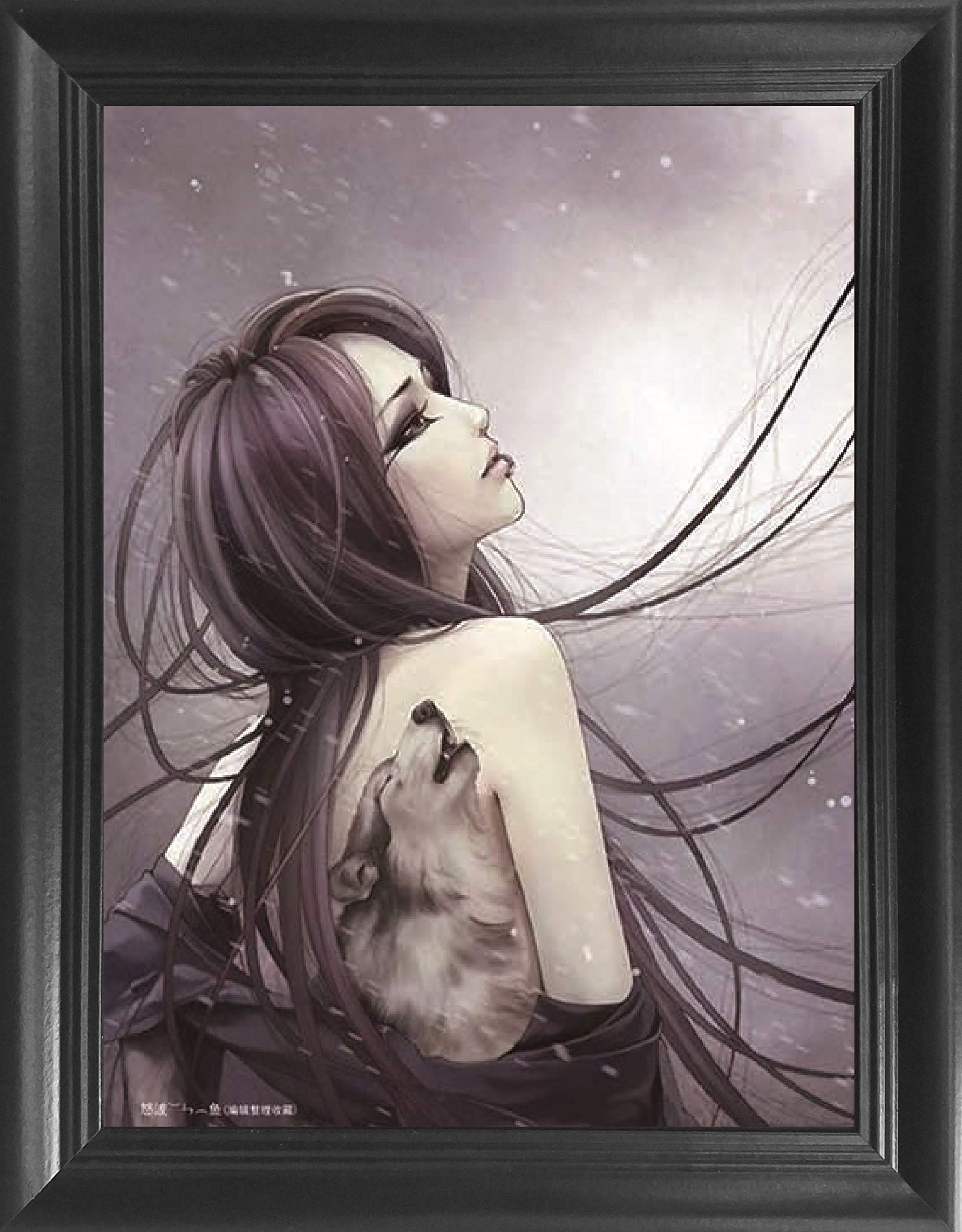 Animated Tattoo Girl 3D Poster Wall Art Decor Framed Print | 12x16 inches | Dark Inked & Tattooed Lady Lenticular Posters & Pictures