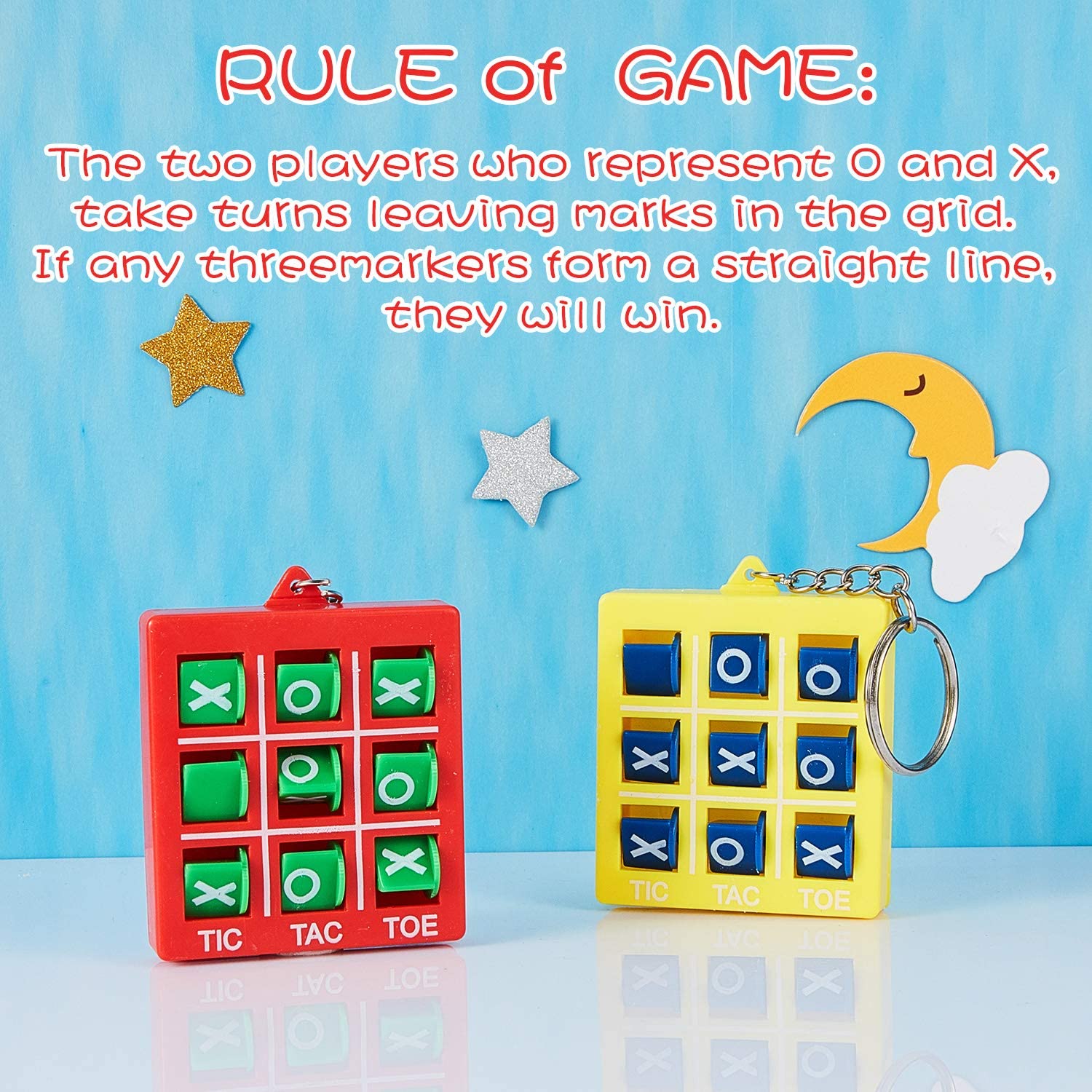 Hicarer Valentines Tic Tac Toe Keychain For Kids Ages 8-12 Party Favors Plastic Keyholders Game For Goodie Bags Mini Backpack Bi