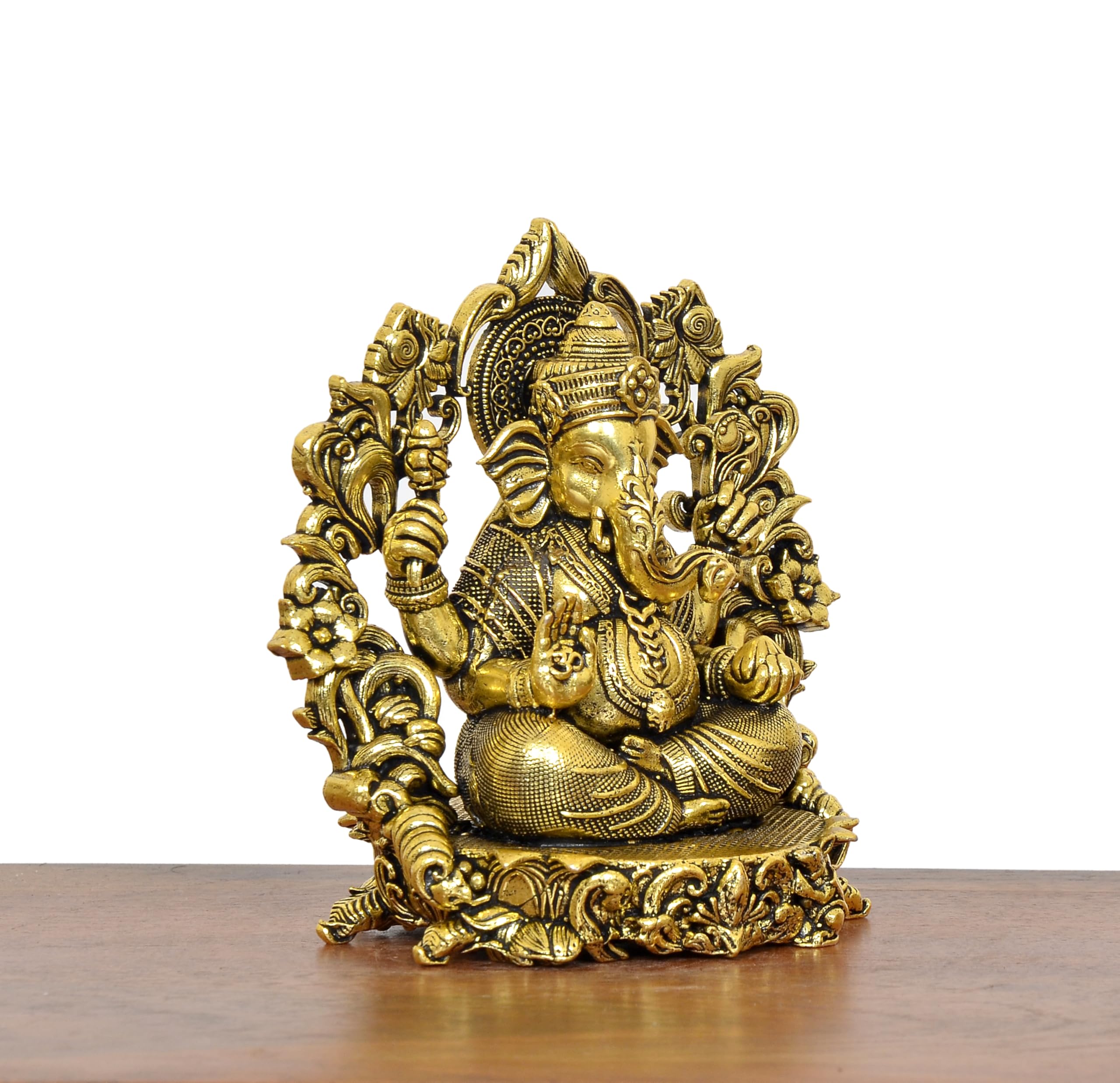 Aona Bronze Lord Ganesha Idol Ganesh Statue Decorative Sculpture For Home Office Mandir Pooja Showpiece (Height 4 Inch)