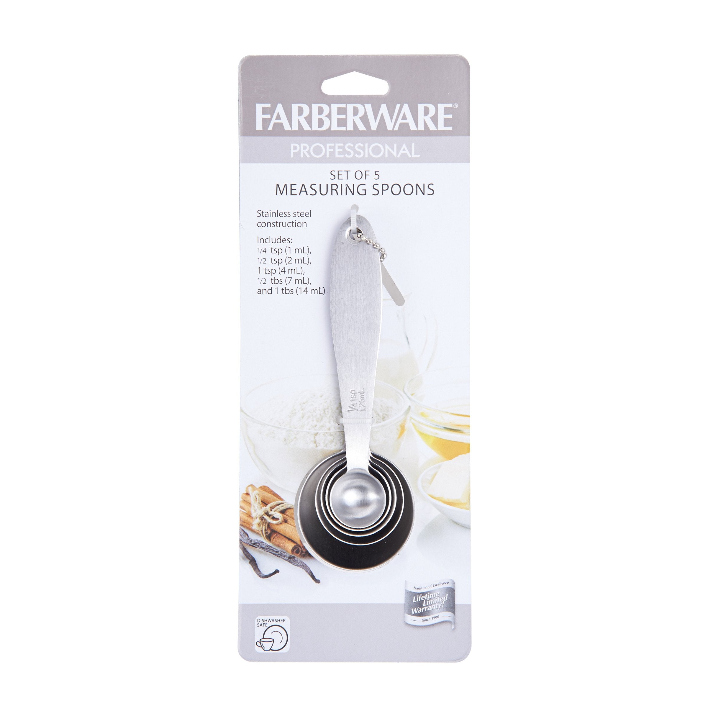 Farberware 5203589 Professional Stainless Steel Measuring Spoons, Set Of 5