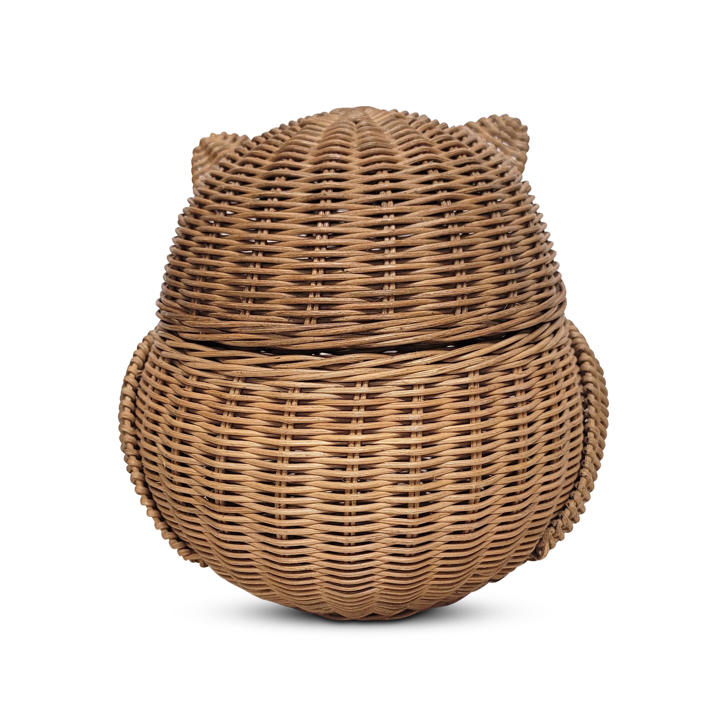 G6 Collection Owl Rattan Storage Basket With Lid Decorative Home Decor Hand Woven Shelf Organizer Cute Handmade Handcrafted Gift