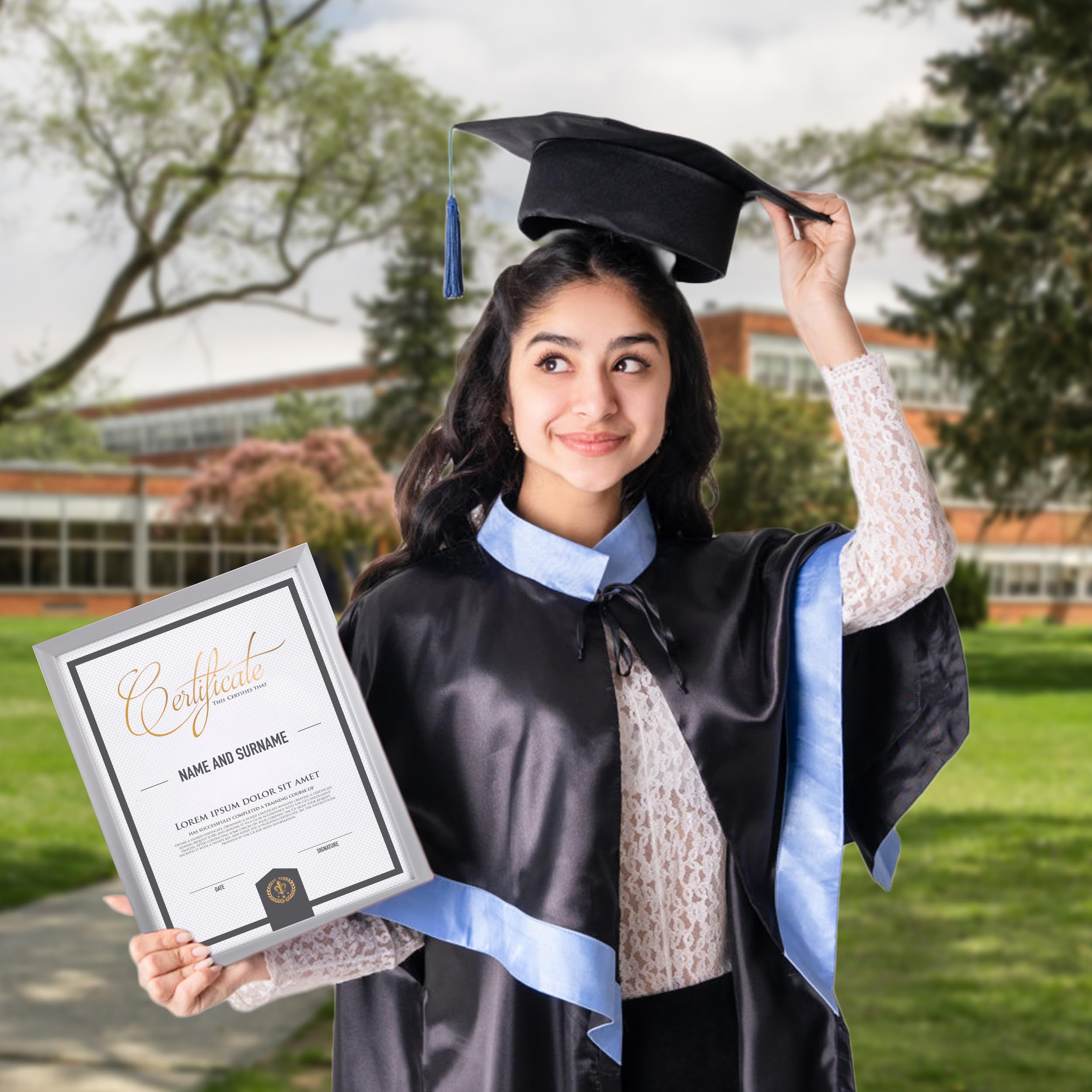 EYMPEU 8.5x11 Picture Frames Silver Set of 7, 8.5 x 11 Certifaicate Frame Document Award Diploma Display, Wall or Tabletop