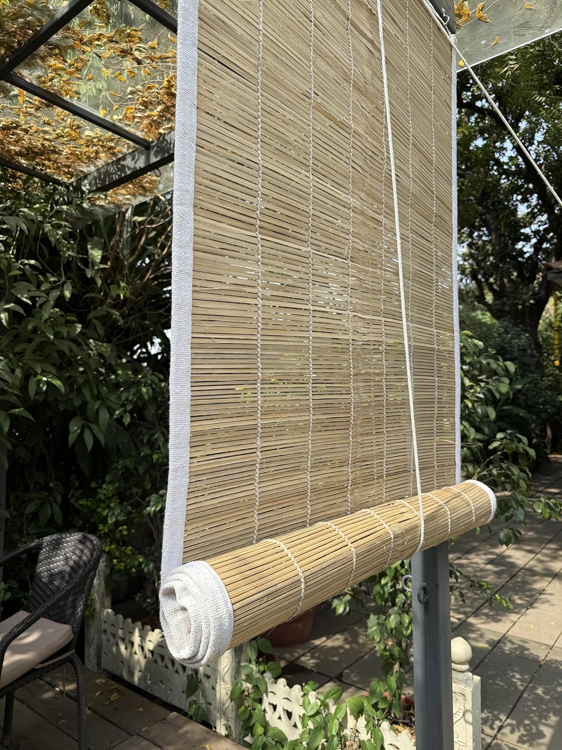 Foreign Holics Bamboo Roll Up Blind Chick Window Curtain/Protective Screens For Balcony/Windows/Outdoors/Door/Kitchen/Home (5.5 