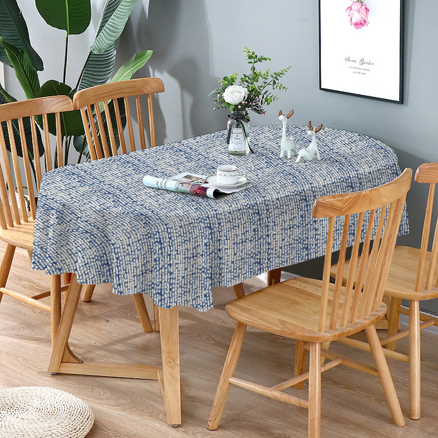 Bnejvif Oval Tablecloth, Modern Oval Tablecloth, Blue Tablecloth Indooroutdoor Waterproof Wrinkle Free Durable Oval Tablecloth F