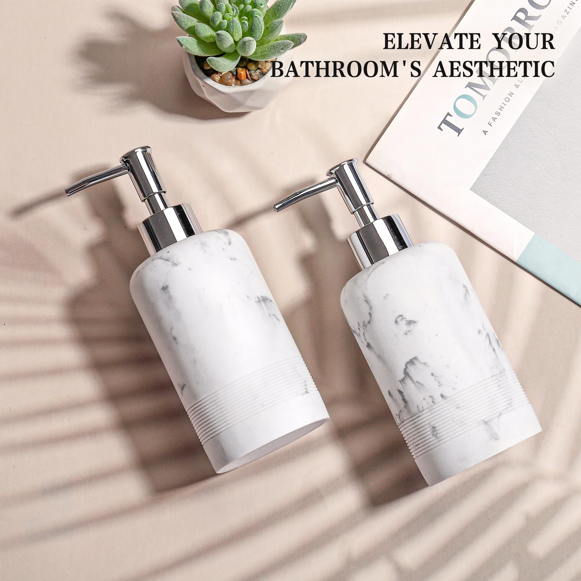 Ymxyjm 2Pcs/Set Hand Soap Dispenser Sets - 10.8Oz Refillable Resin Liquid Soap Dispensers With Rust-Proof Pump For Bathroom Coun