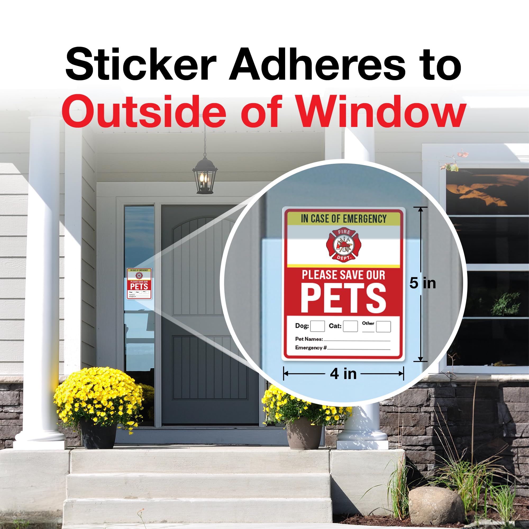 Pet Alert Safety Fire Rescue Sticker, 4''X5'' 6Pack - Save Our Pets Emergency Pet Inside Decal - In Case Of Emergency Danger Pet