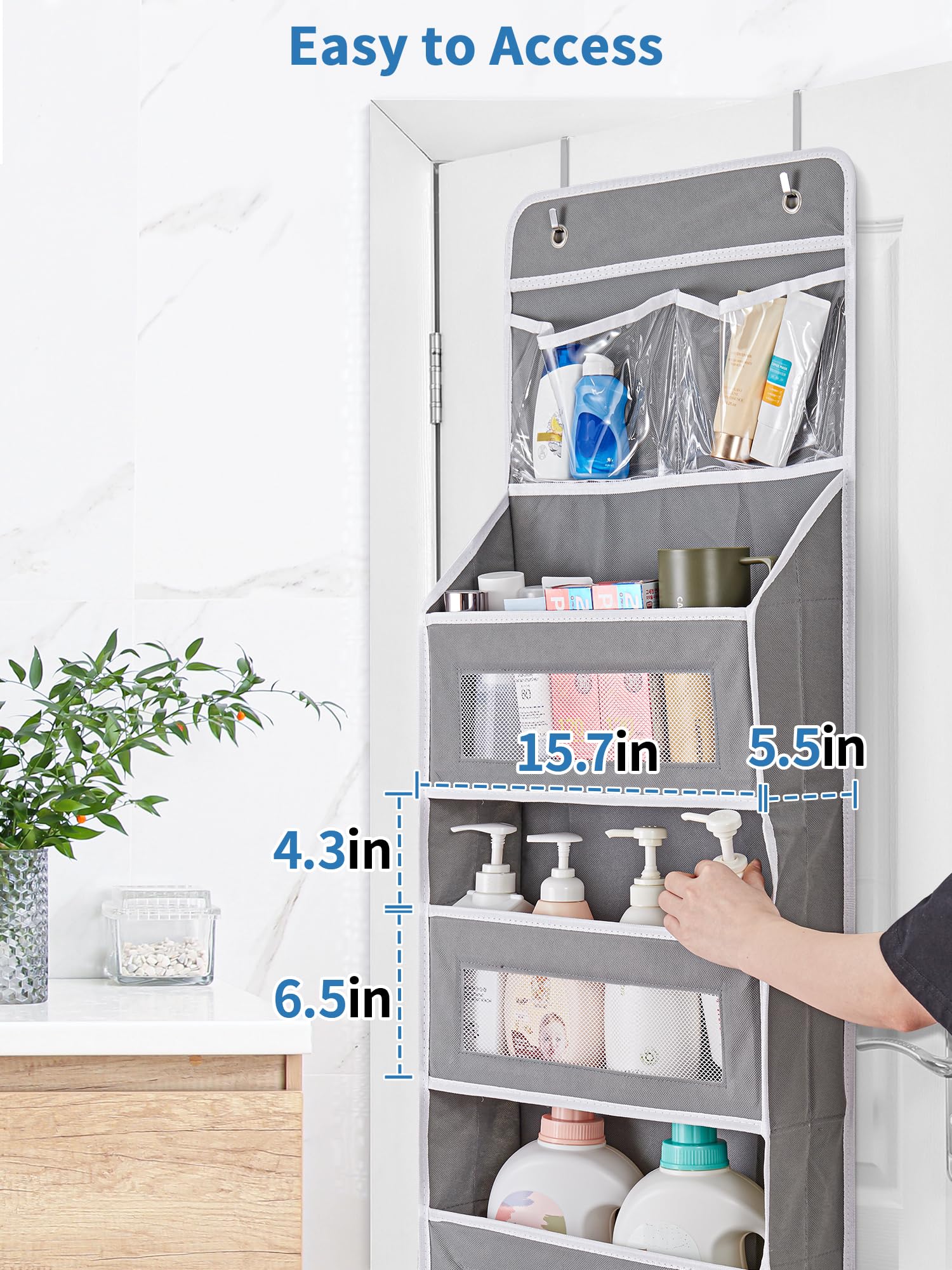 Jarlink 5-Shelf Over Door Organizer Storage, Upgrade Hanging Storage With Clear Window, 50 Lbs Load Storage Organizer For Bedroo