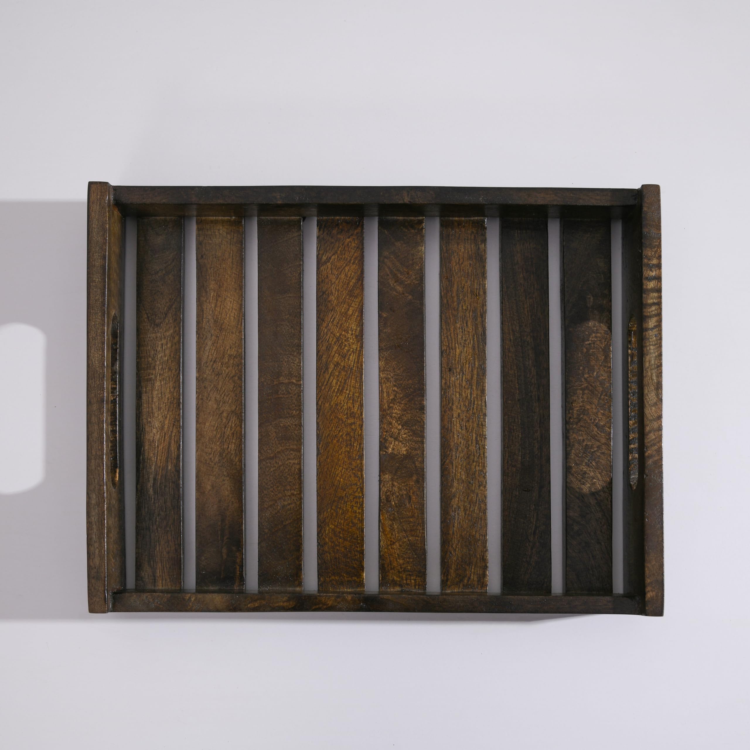 Wood Curls Handcrafted Wooden Serving Tray|Snacks And Tea Serving Tray|Rectangular Shape|Tray For Home Decor|Mango Wood|Serving 