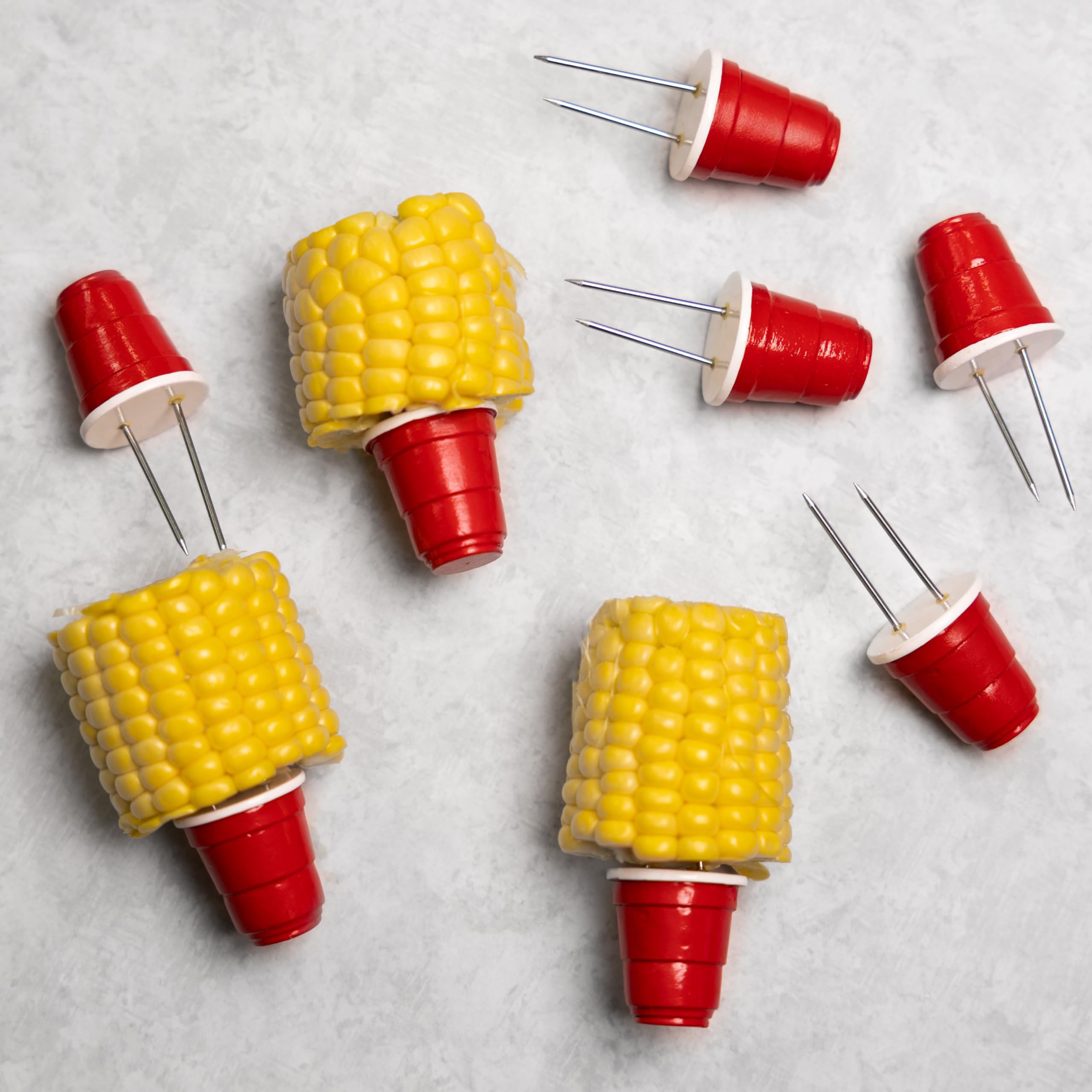 Outset Corn Holders, Red Party Cup Design, Set Of 8