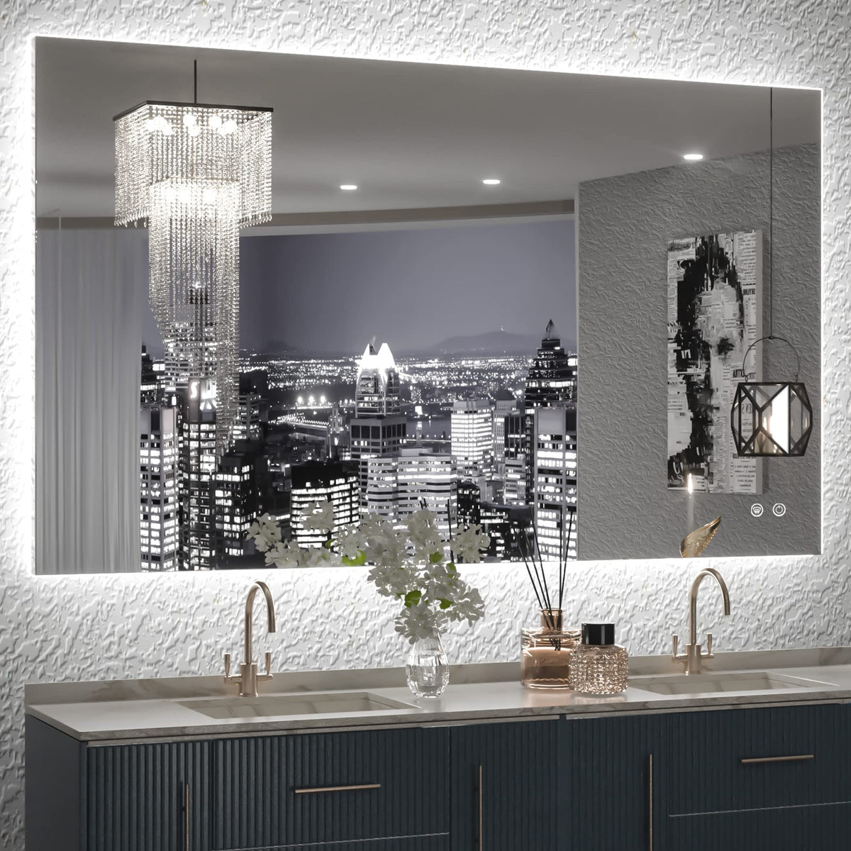 Tetote 40 X 24 Inch Led Backlit Bathroom Vanity Mirror With Light,Anti-Fog,Dimmable,Cri90+,Touch Button,Water Proof,Horizontal/V