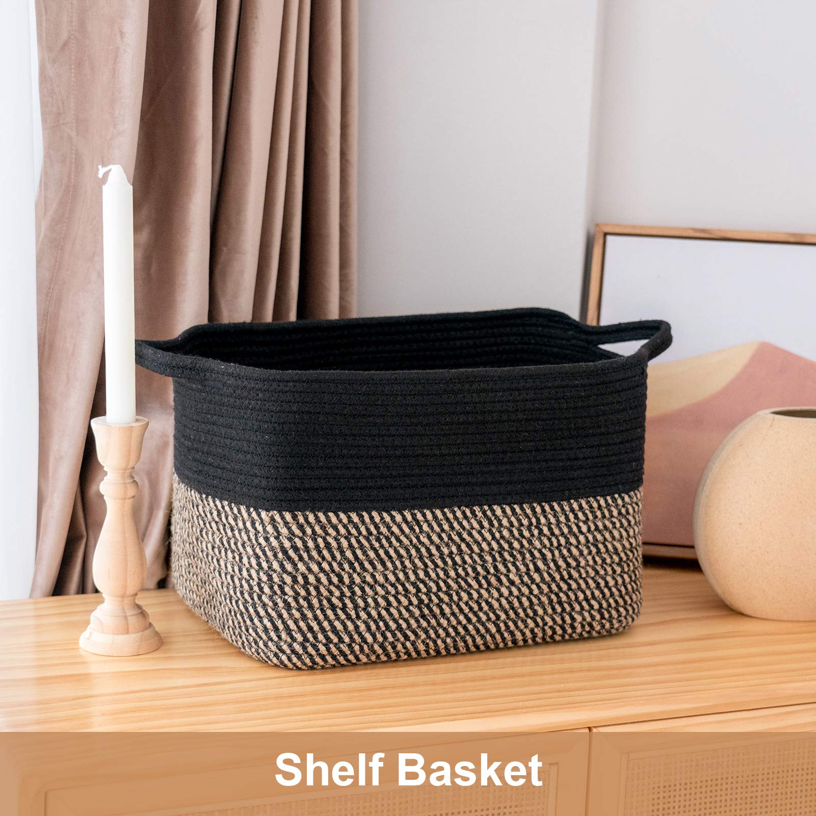 Goodpick Cube Storage Bins - Shelf Baskets for Storage Closet Storage Basket Towel Book Cloth Storage Bins for Office Woven Basket for Shelves Baby Laundry Basket Toys Storage Basket  13''x9.8''x9''