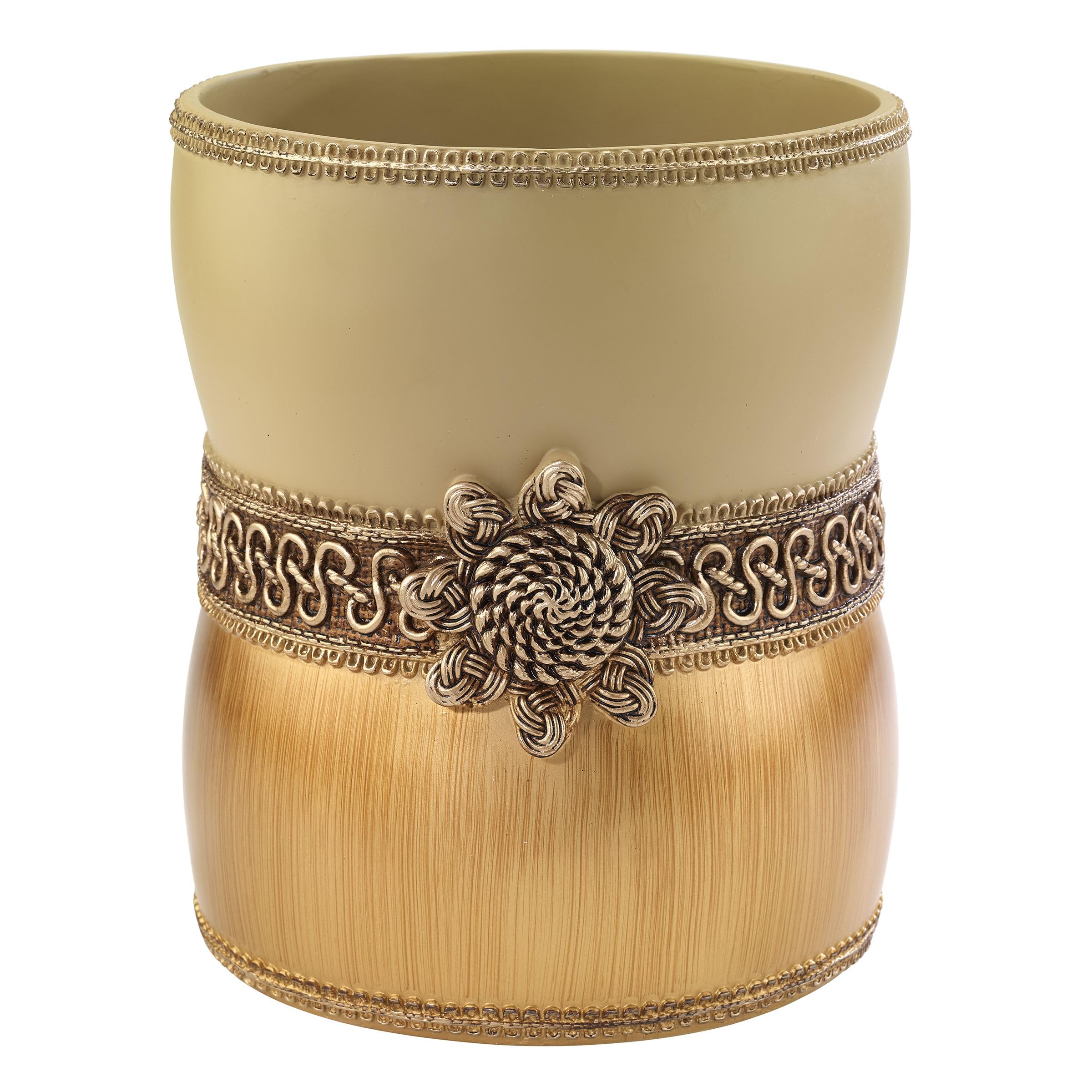 Avanti Linens - Waste Basket, Decorative Trash Can, Elegant Style Home Decor (Braided Medallion Collection)