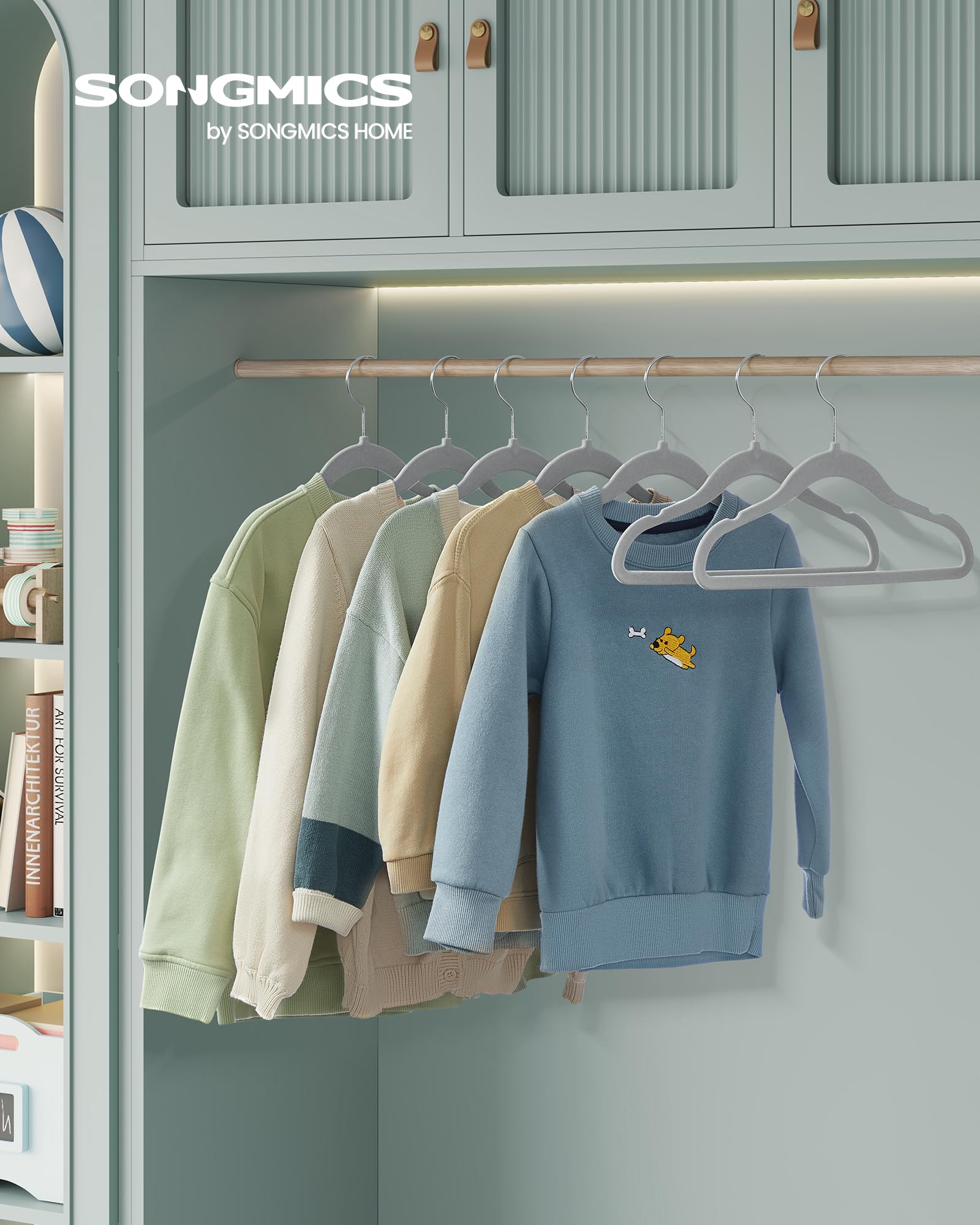 Songmics Baby Hangers 50 Pack, Kids Hangers For Closet, 11.8 X 8.1 Inches, Silver 360 Swivel Hooks, Space-Saving Clothes Hangers