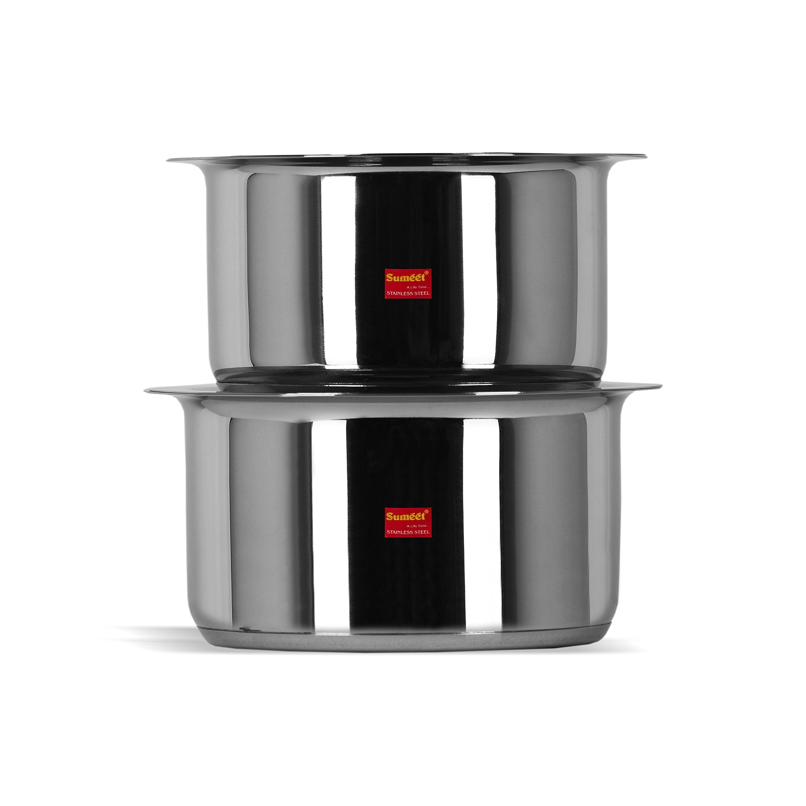 Sumeet Stainless Steel Cookware Set With Lid, 1 L & 1.25 L, 2 Piece (Steel), Mirror, 1 Liter