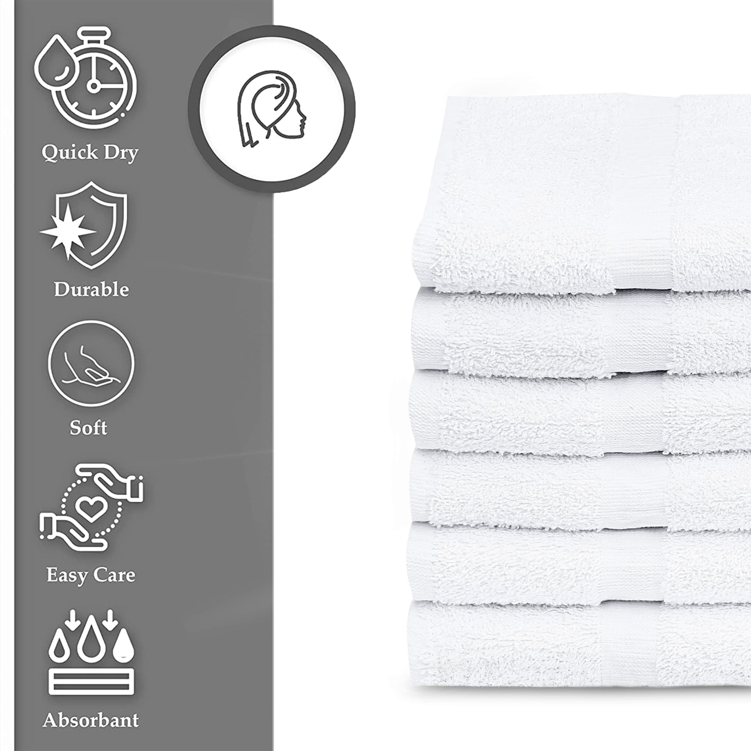 Gold Textiles 24 Pcs New White 20X40 Cotton Blend Economy Bath Towels Soft & Quick Dry Salon Hair Towel-Gym Towel (2 Dozen)