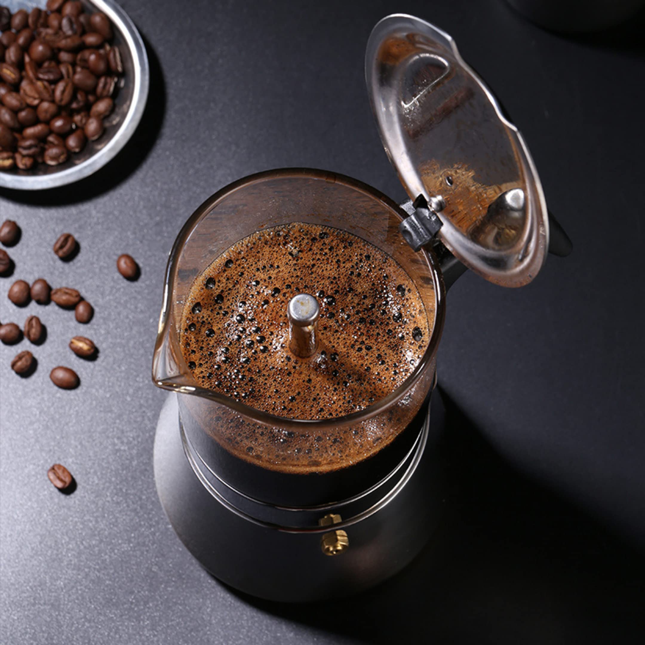 Cafe Jei Classic Stovetop Espresso Maker For Great Flavored Strong Espresso, 6 Espresso Cup Classic Italian Style Espresso Moka