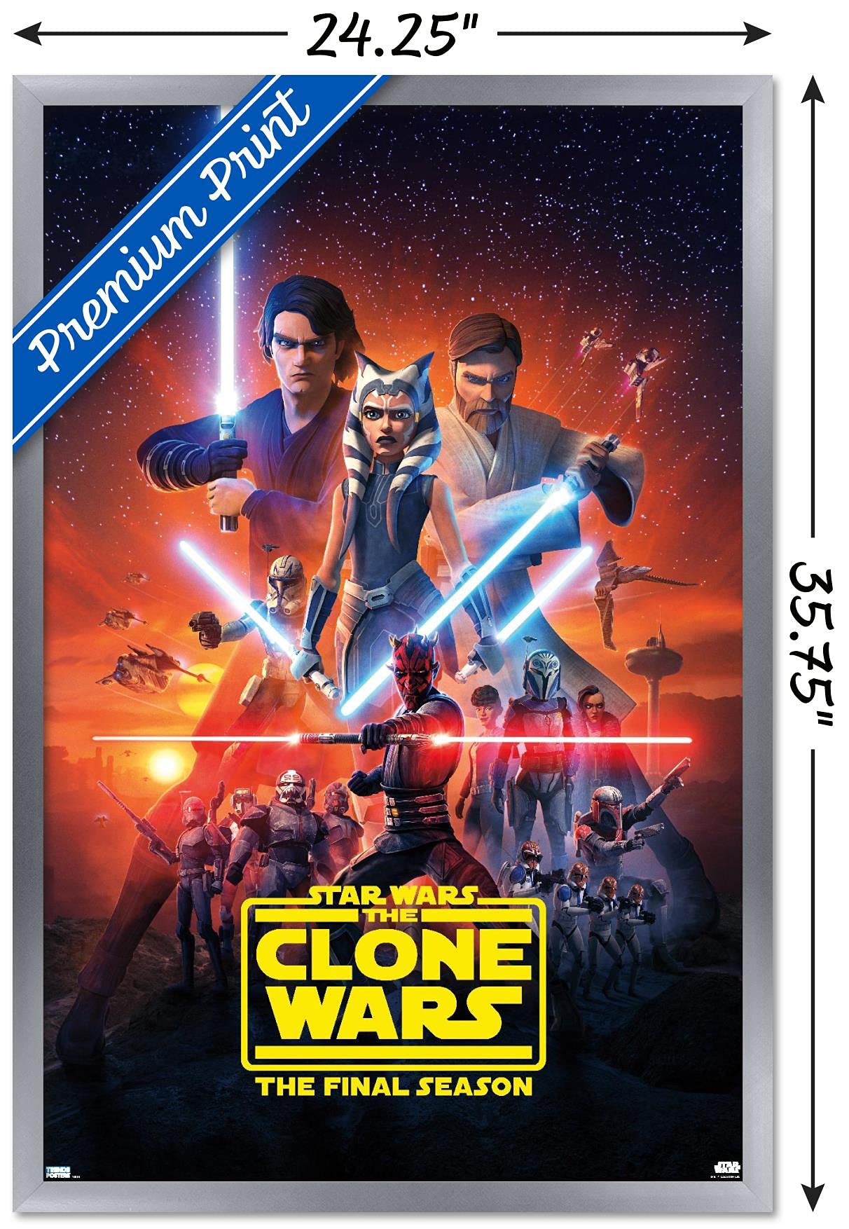Trends International Star Wars: The Clone Wars - Season 7 Key Art Wall Poster, 22.375'' X 34'', Silver Framed Version