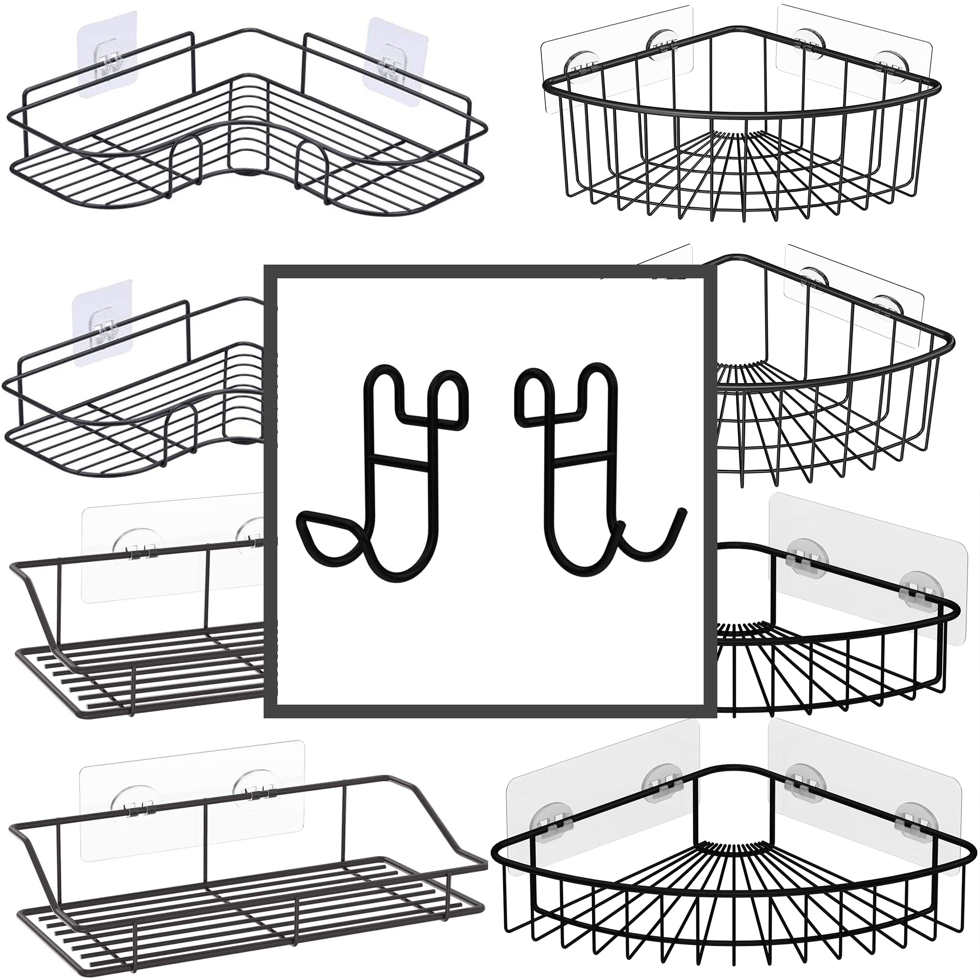 Starich Black Shower Caddy Hooks, Razor Hooks For Shower, Razor Hanger For Shower, Shower Caddy With Hooks, Shower Hooks For Loo