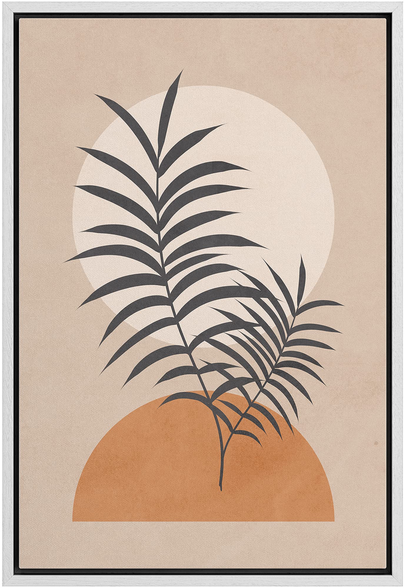 Ashbrook Framed Canvas Print Wall Art Mid-Century Palms On Orange & White Polygons Floral Botanical Illustrations Modern Bohemia