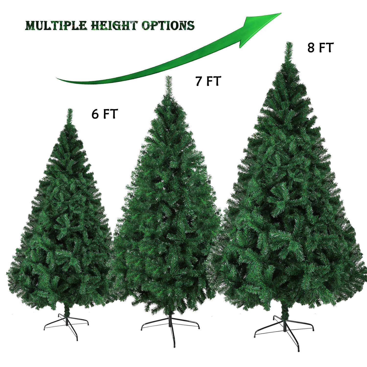 Dporticus 7 Foot Eco-Friendly Artificial Christmas Pine Tree with Solid Metal Legs 1000 Tips Full Tree (Green)