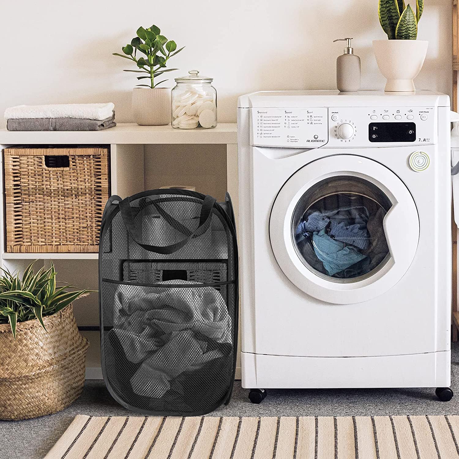 Larpur 3 Pack Pop Up Laundry Hampers, Collapsible Mesh Laundry Baskets, Portable Foldable Clothes Hampers For Dorm, Home, Bedroo