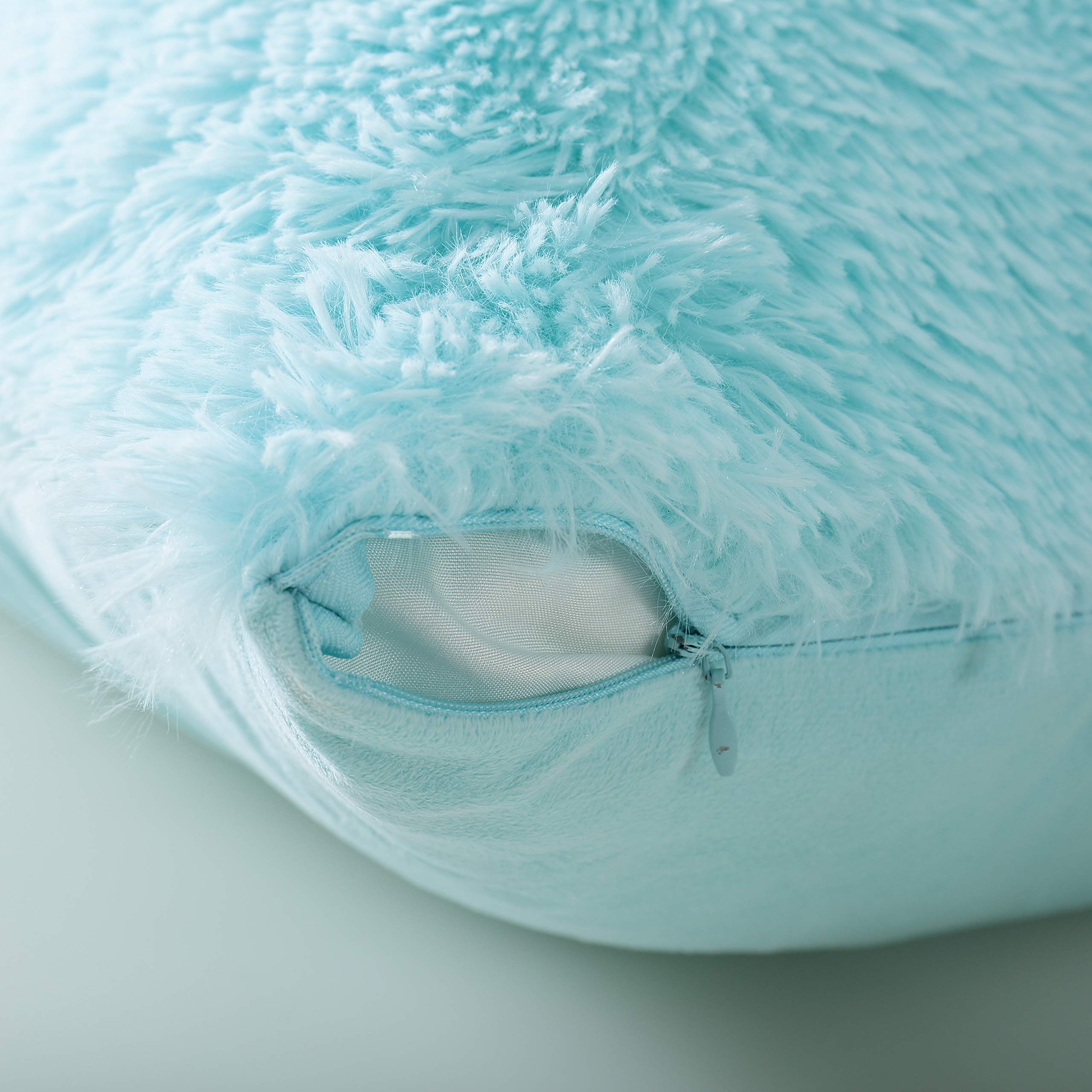 Reafort Luxury Long Hair, Pv Fur, Faux Fur Body Pillow Covercase 21X54 With Hidden Zipper Closure (Aqua, 21X54 Pillow Cover)