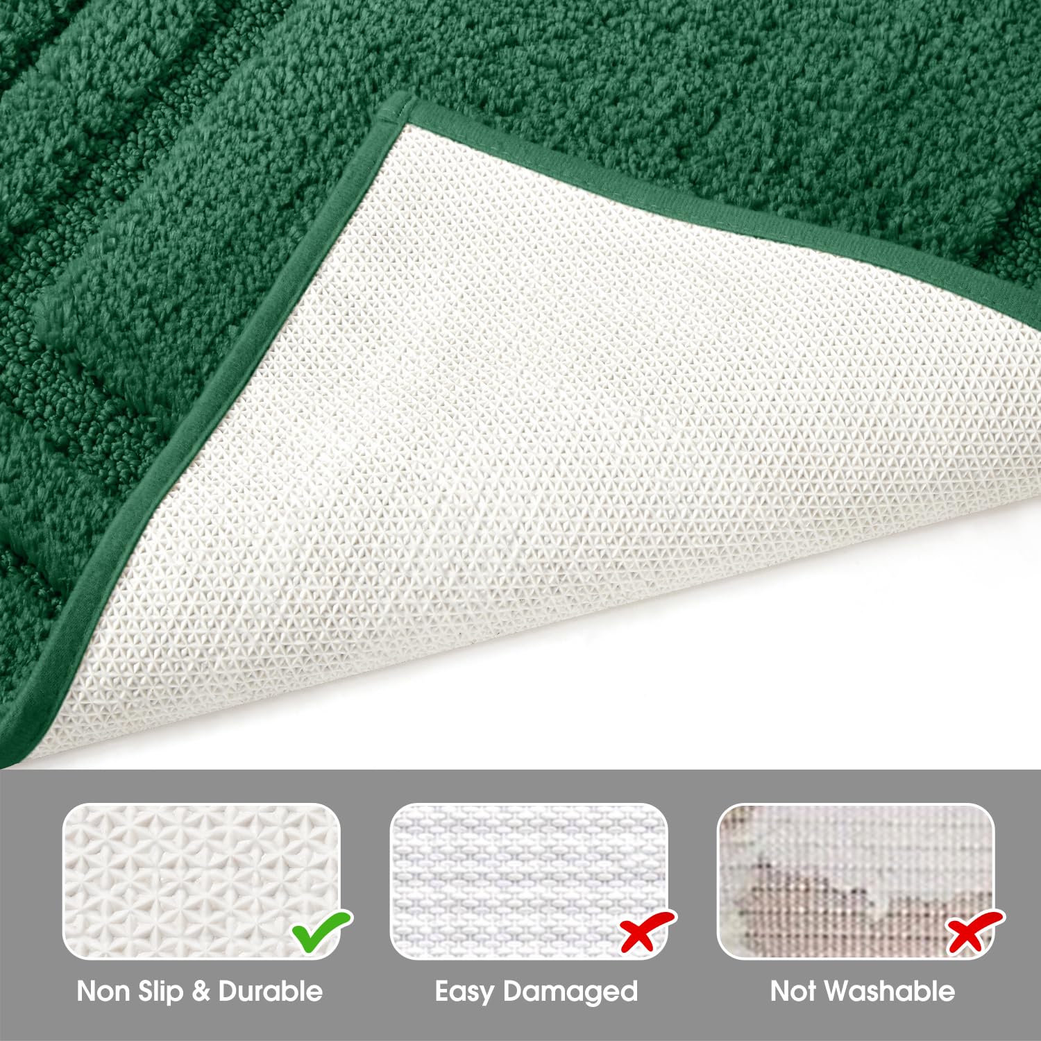 Homeideas Bathroom Rugs Sets 2 Piece, Super Soft And Absorbent Non Slip Microfiber Machine Washable U-Shaped Toilet Bath Mat Set