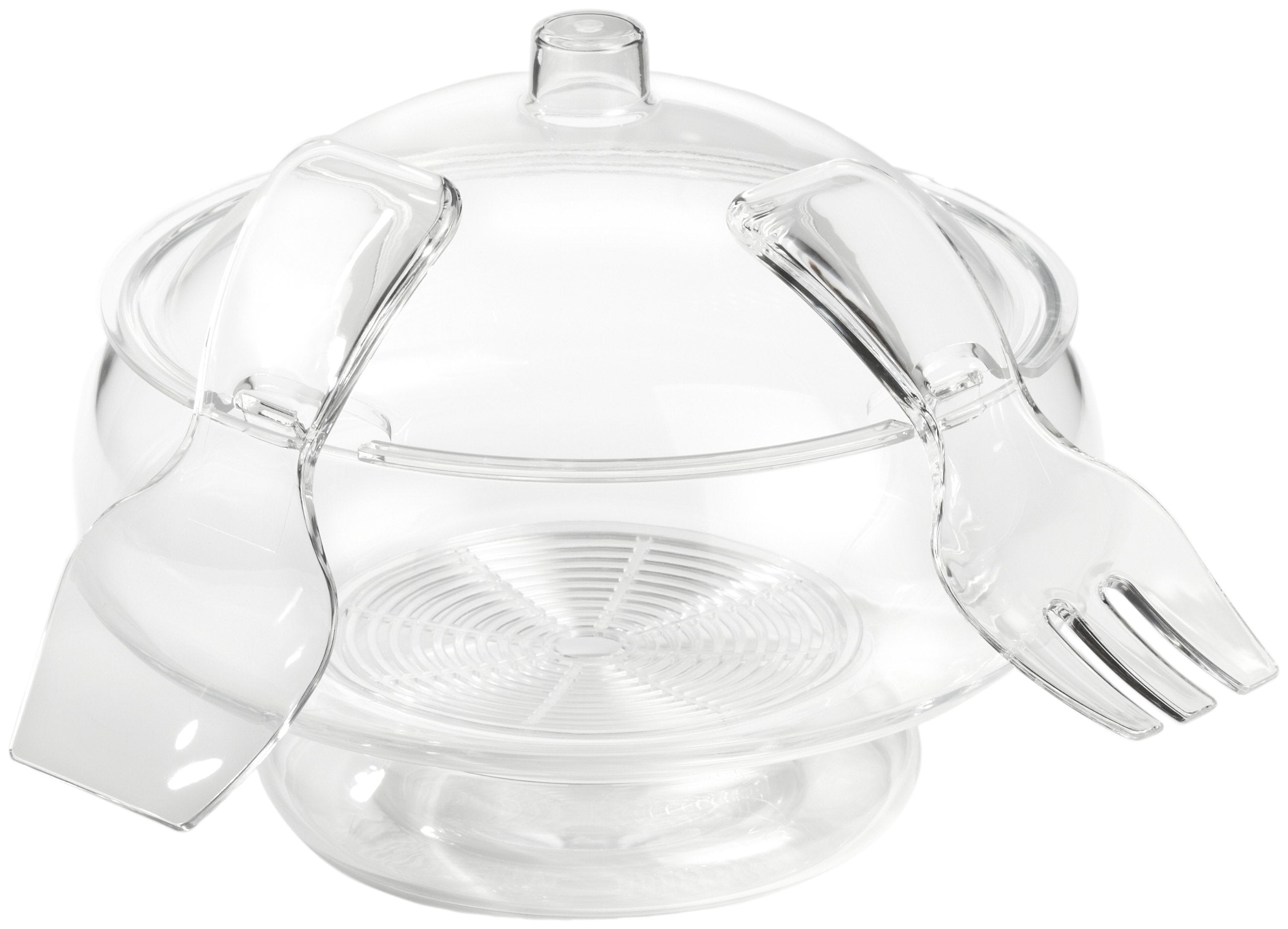 Prodyne Acrylic Salad Bowl & Servers, 6 Qt, Off-White