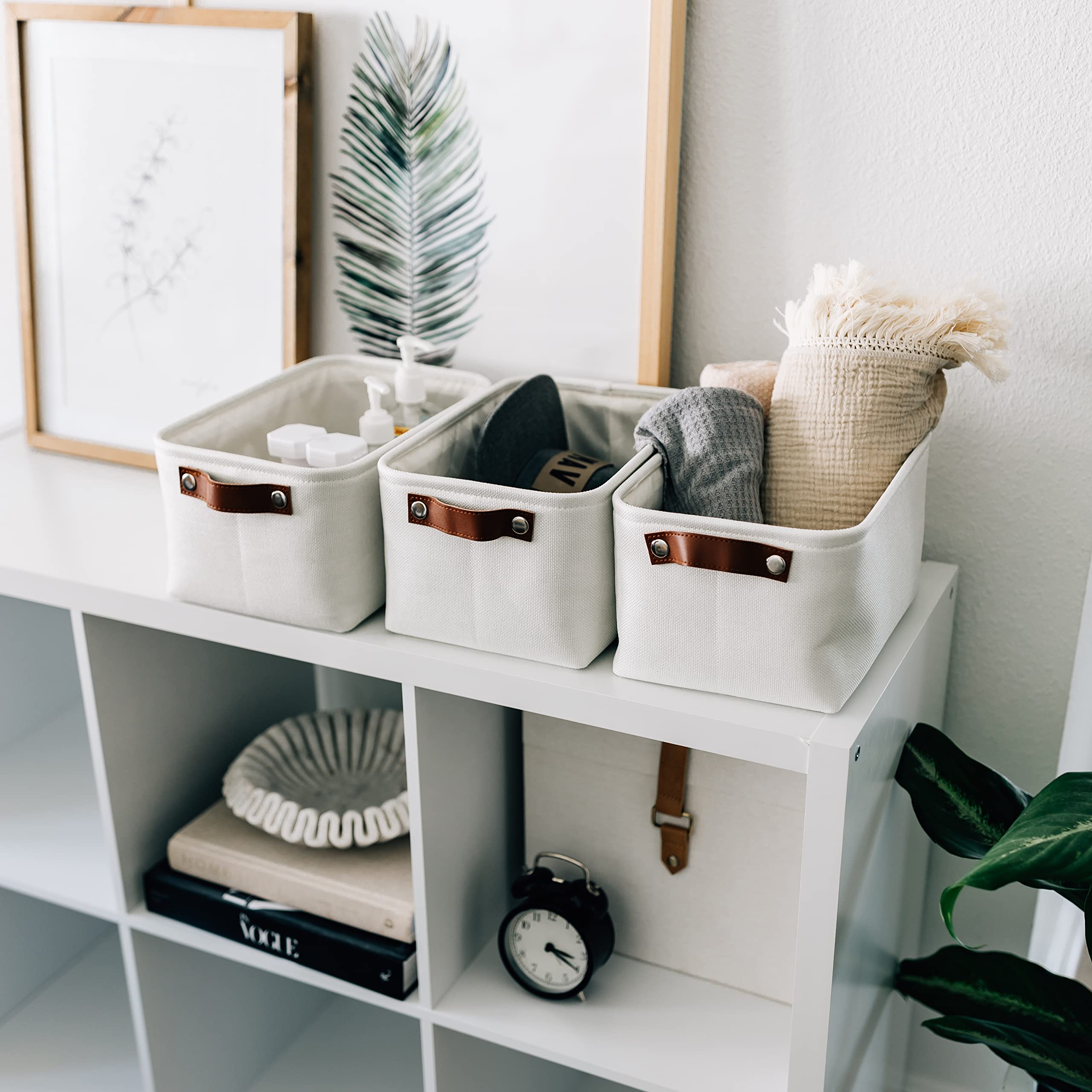 Organihaus Small Fabric Storage Baskets For Shelves 6 Pack, 12X8In Closet Storage Bins For Shelves, Cloth Baskets For Organizing