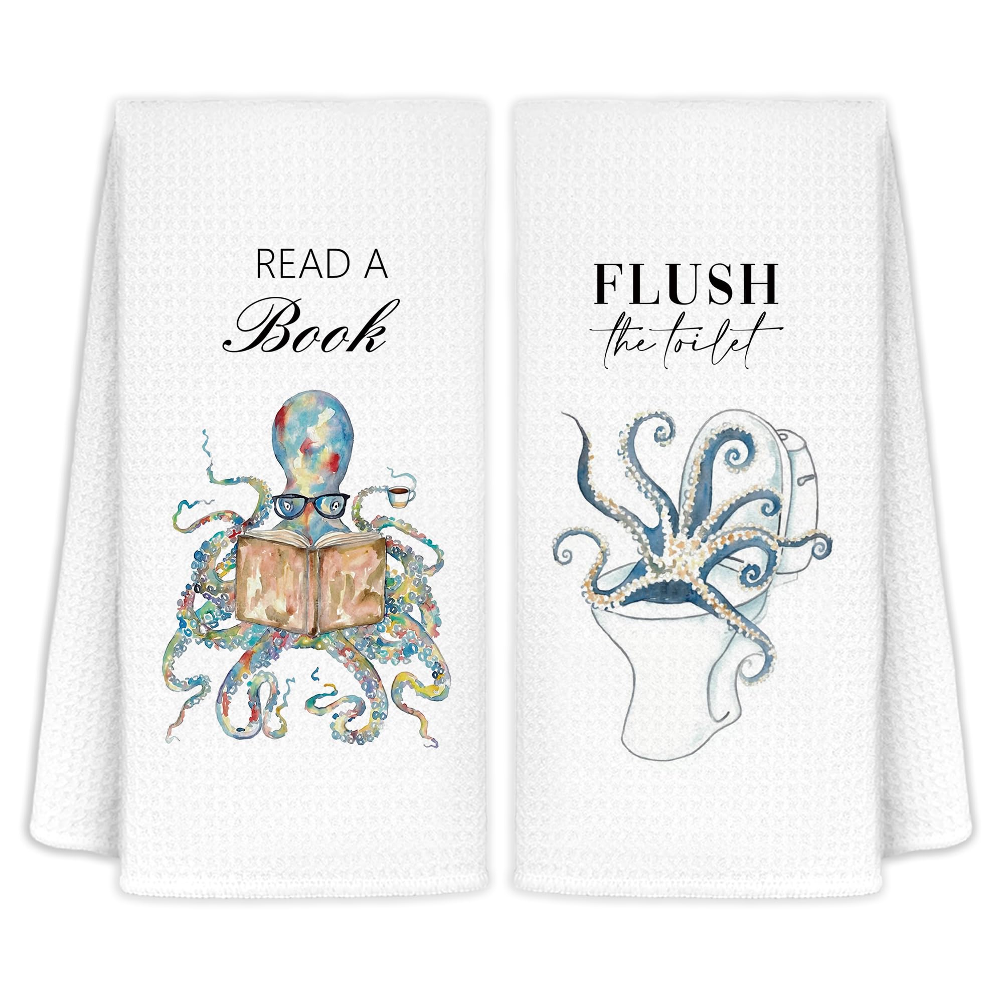 Jvpke Funny Octopus Bath Towels - Decorative Bath Hand Towels for Bathroom Set of 2 - Octopus Gifts for Women, Kids, Men, Girls,