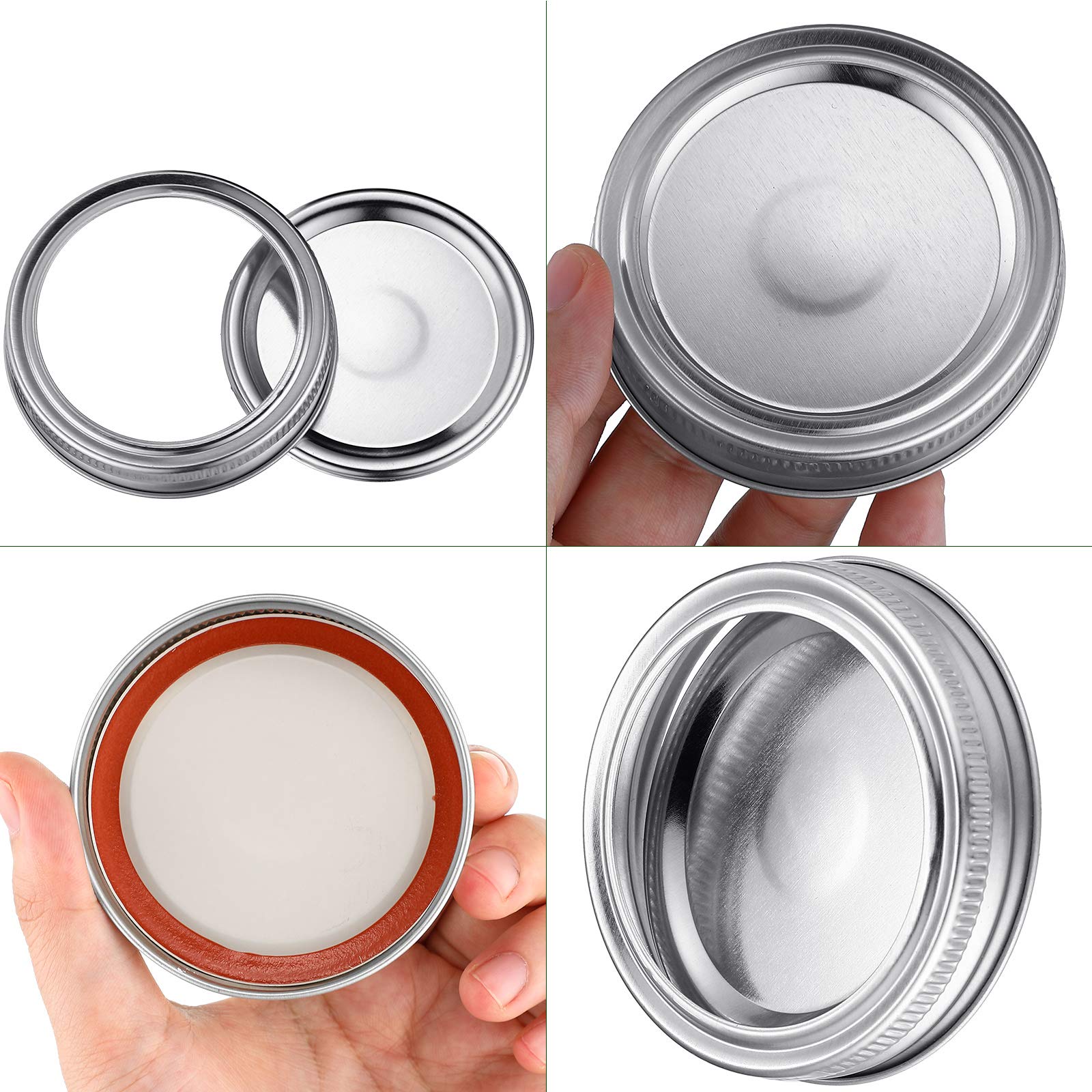 100 Pieces Canning Jar Lid And Ring Regular Mouth Jar Ring Bands Set Split Type Lids With Silicone Seals Rings Leak Proof And Se