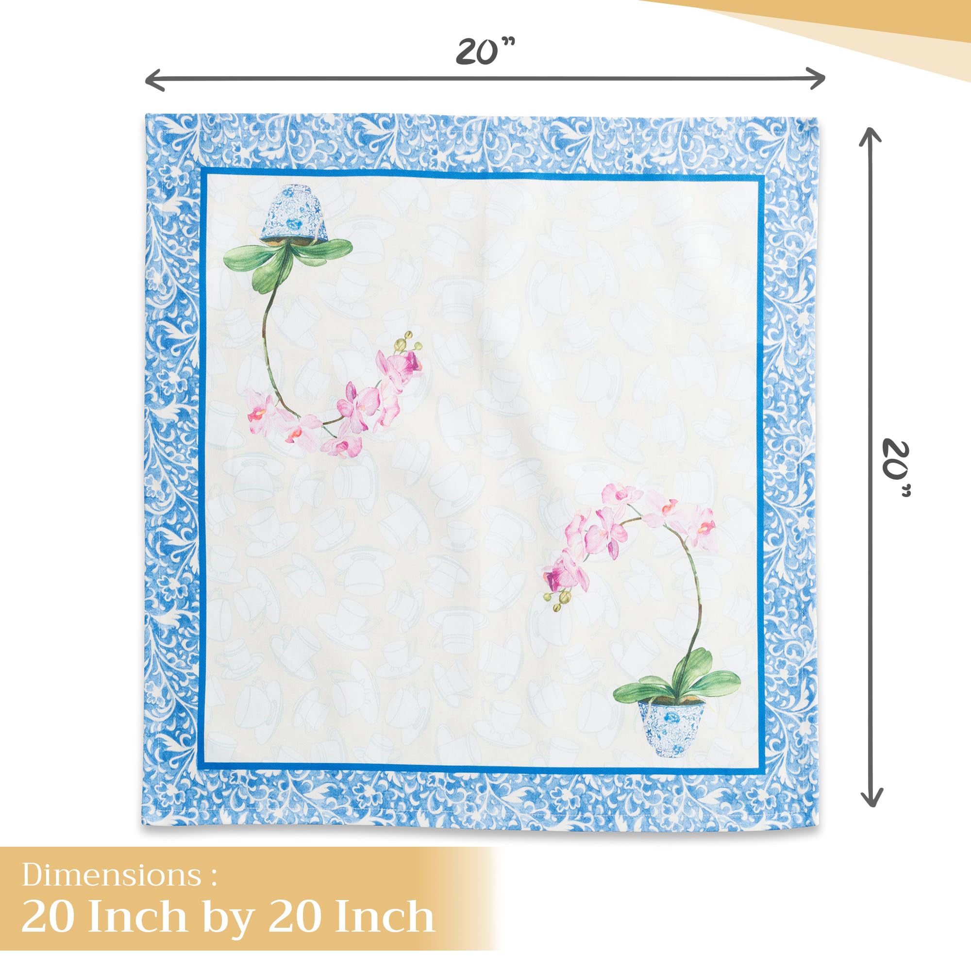 Maison d' Hermine Napkin 100% Cotton 20 Inch x 20 Inch Set of 4 Dinner Napkins  Decorative Washable Cloth Napkin for Gifts  Dining  Buffet Parties & Camping  Canton - Spring/Summer