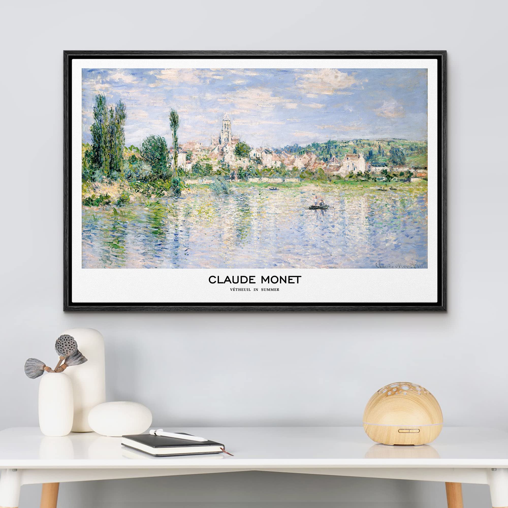 Wall26 Framed Canvas Print Wall Art Vetheuil In Summer By Claude Monet Historic Classical Illustrations Fine Art Decorative Vint