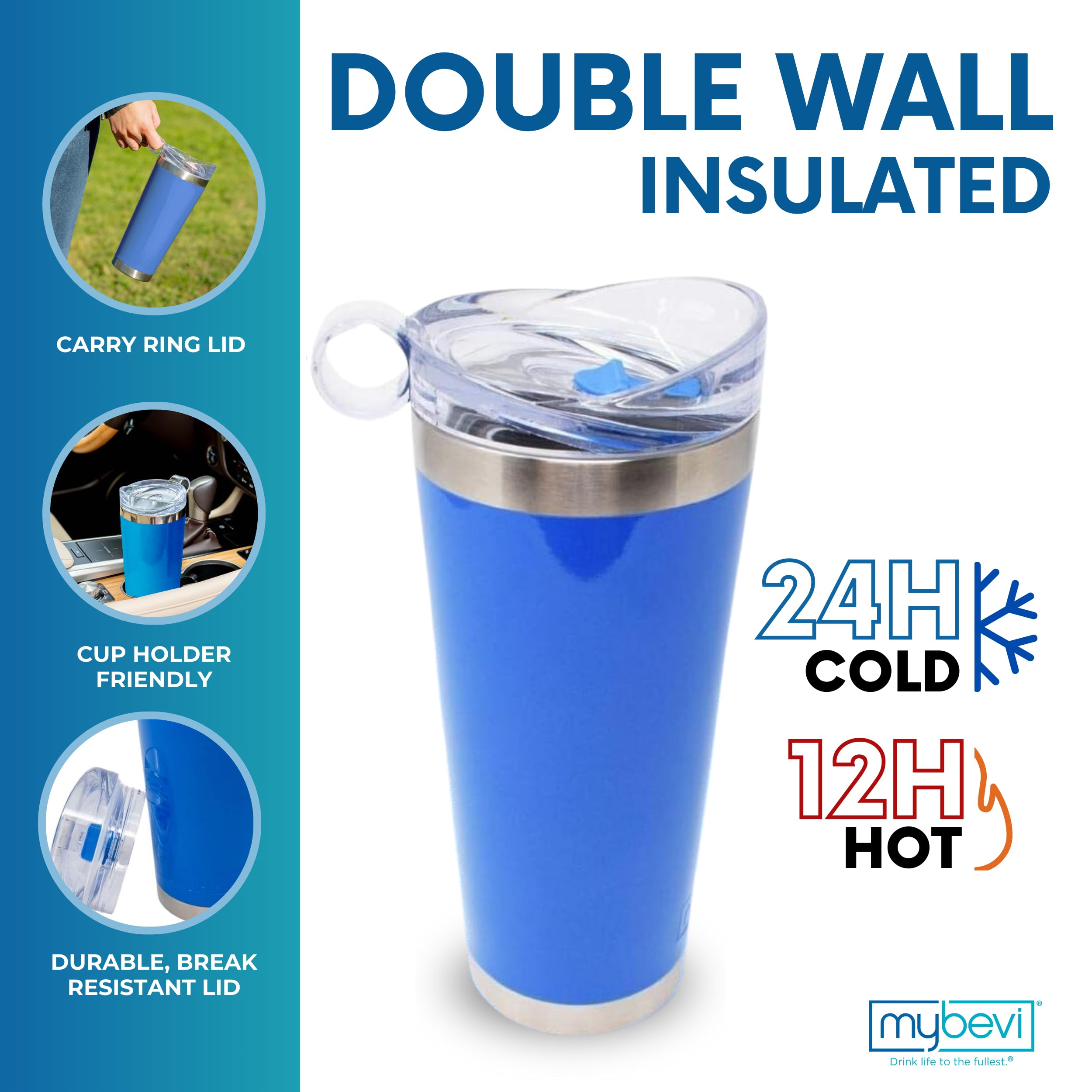 Mybevi Classic Premium Stainless Steel Tumbler With 12-Hour Temperature Control, Tritan Lid, And Bpa-Free Construction | French