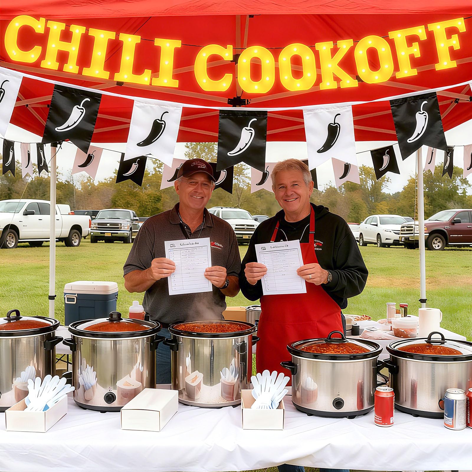 Honoson 12 Pcs Chili Cook off Party Decorations Chili Cook off LED Letter Lights Sign Table Centerpieces Decorations for Festiva