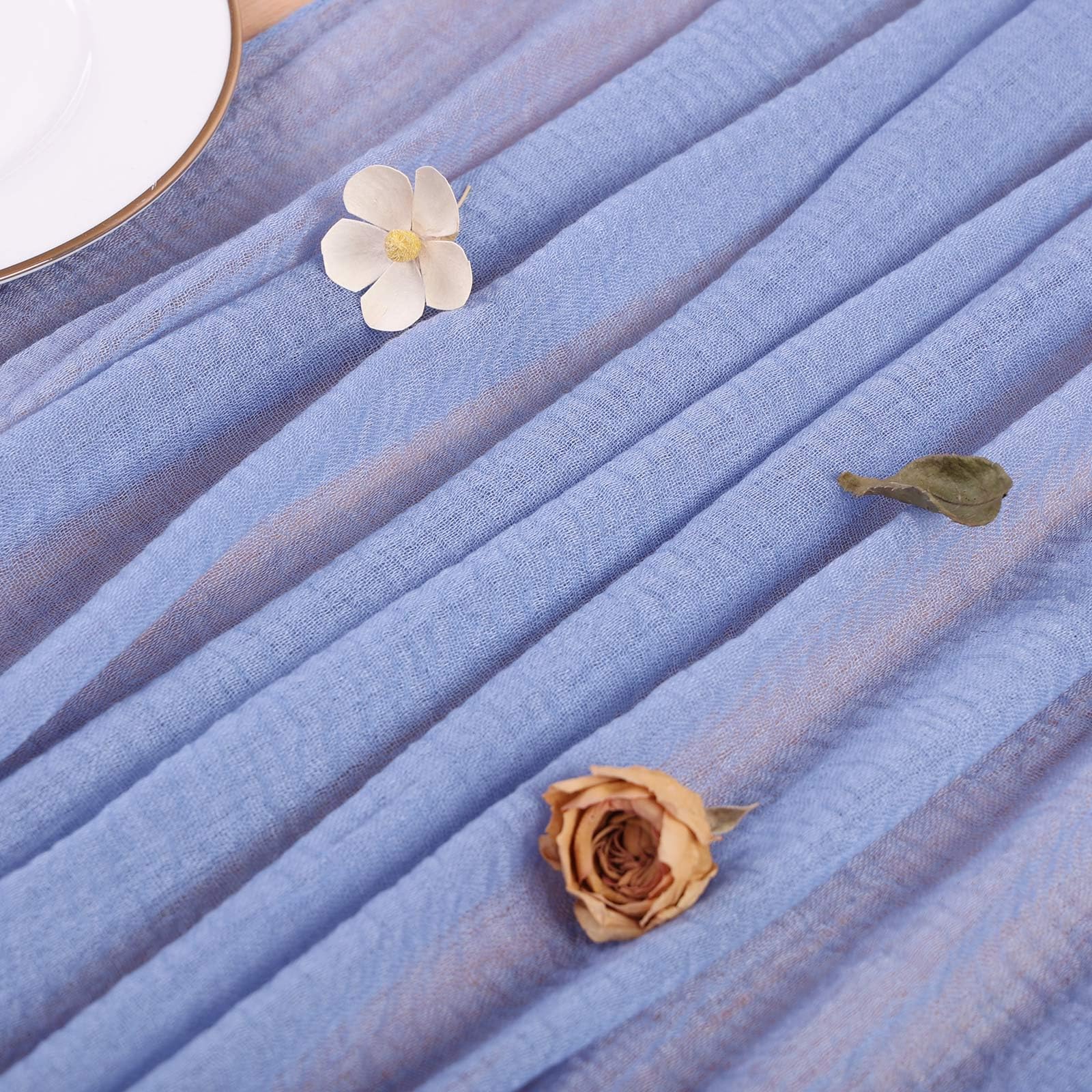 Sajoo 13Ft Dusty Blue Cheesecloth Table Runner 35X157 Inches Gauze Boho Rustic Cheese Cloth Tablecloth For Wedding Baby Bridal S