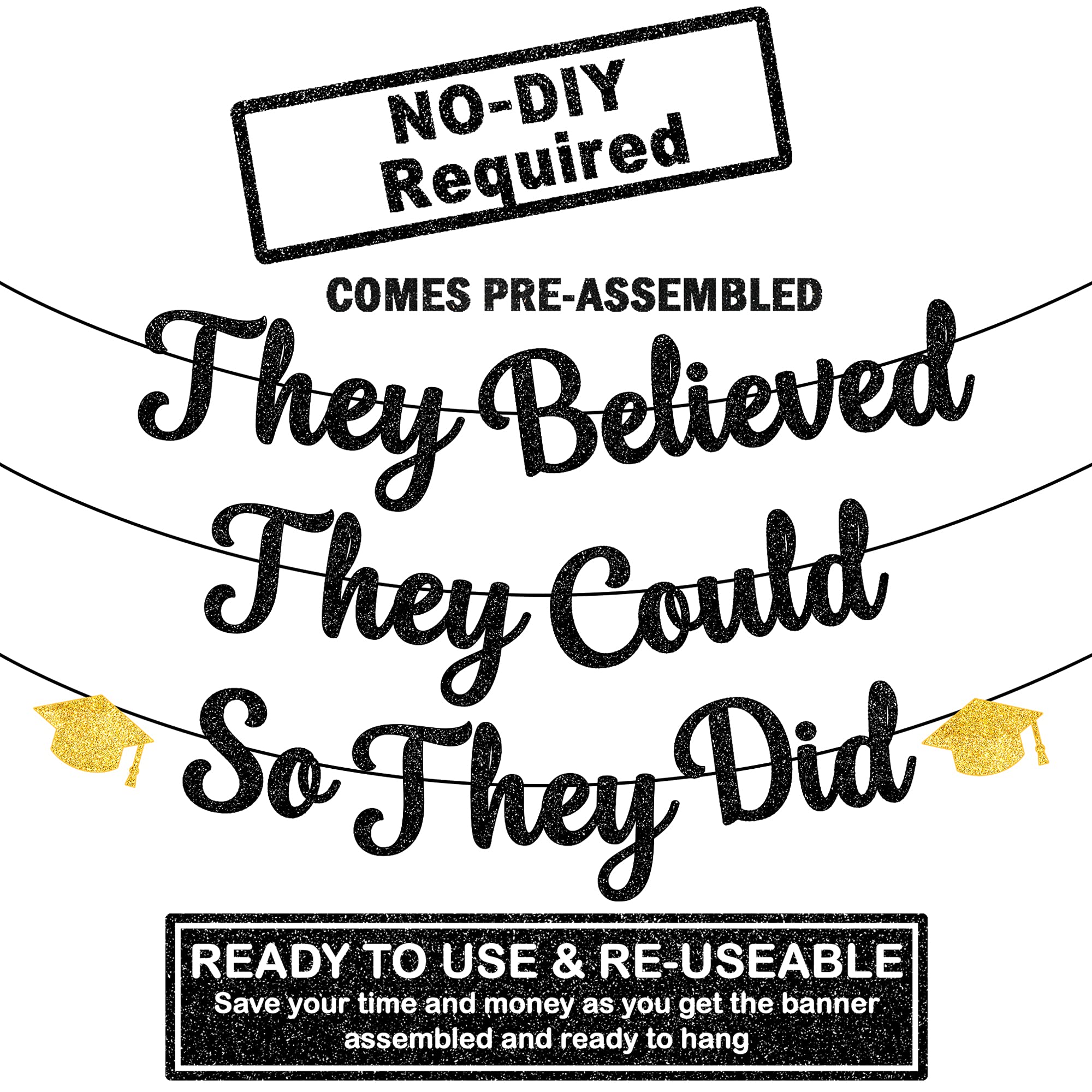 Katchon, They Believed They Could So They Did Banner - Glitter 10 Feet, No Diy | Graduation Decorations Class Of 2024 | Graduati