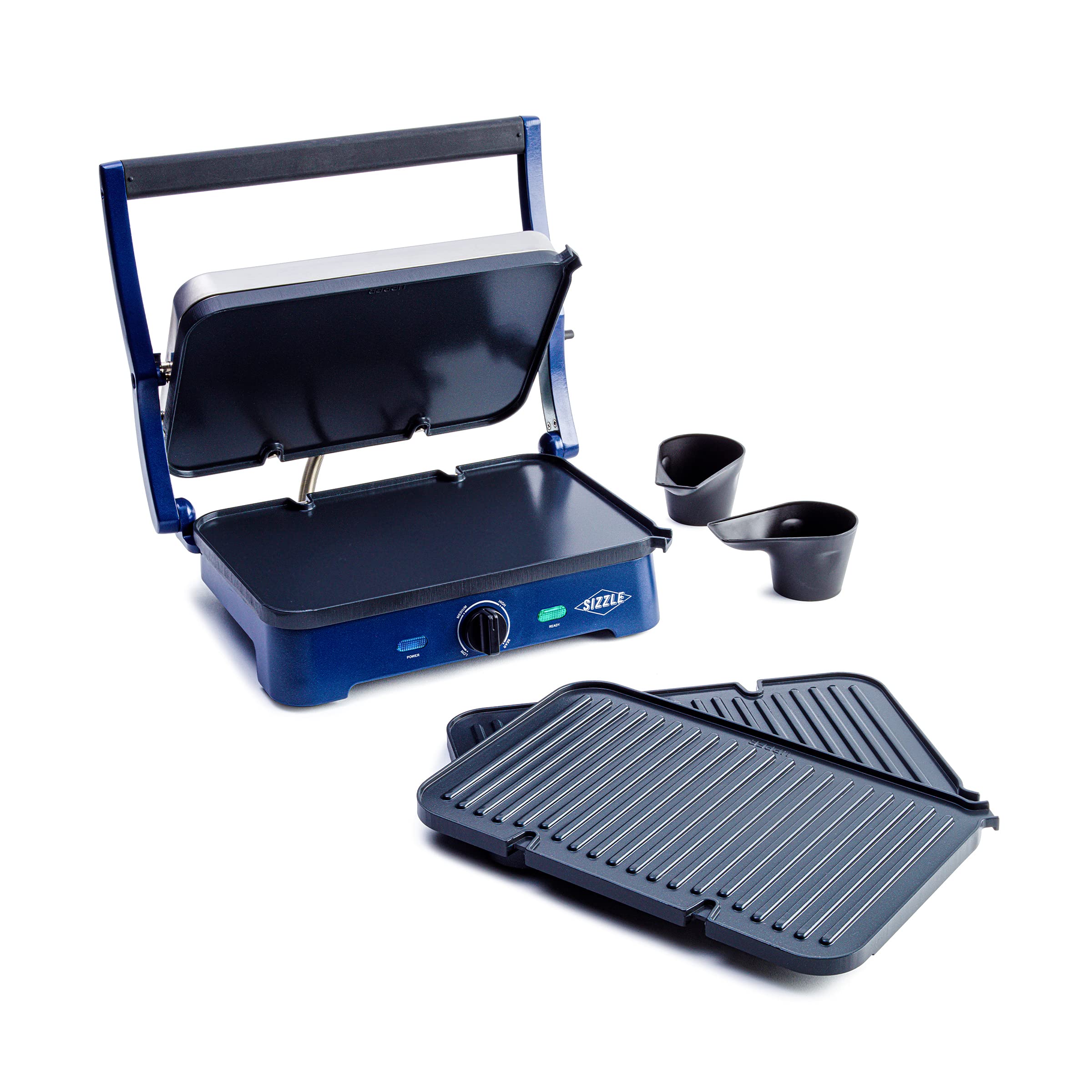 Blue Diamond Cc002899-001 Sizzle Deluxe Electric Griddle And Grill Pan, Plates