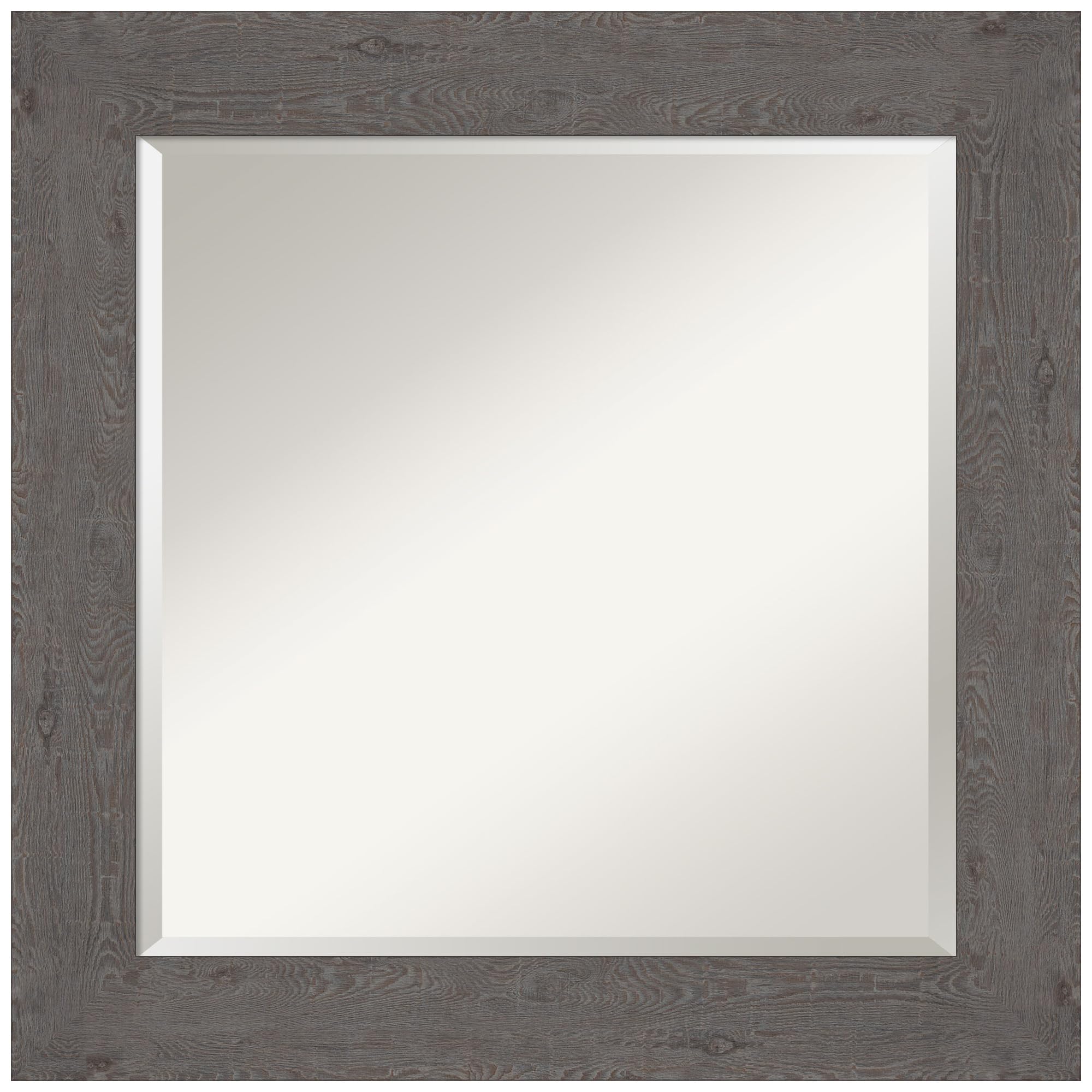 Amanti Art Bathroom Mirror, Rustic Plank Grey Wall Mirror For Use As Bathroom Vanity Mirror Over Sink (25.5 X 25.5 In.) Beveled
