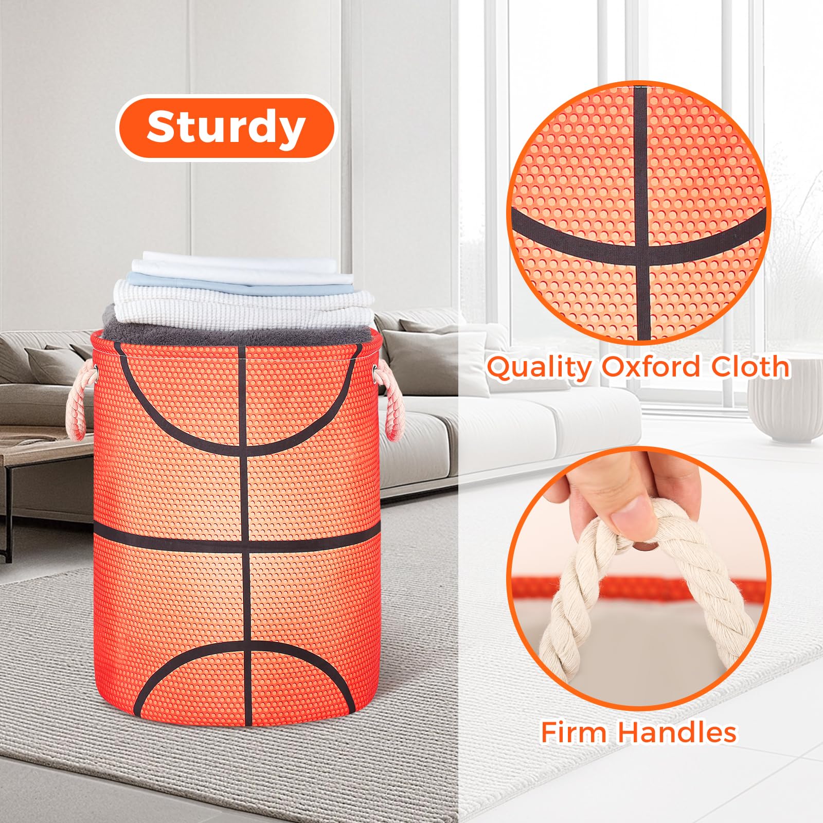 Basketball Laundry Basket For Boys Room Decor, Kids Nursery Hamper Gift For Bathroom Bedroom Sports Room Accessories, Teens Stuf