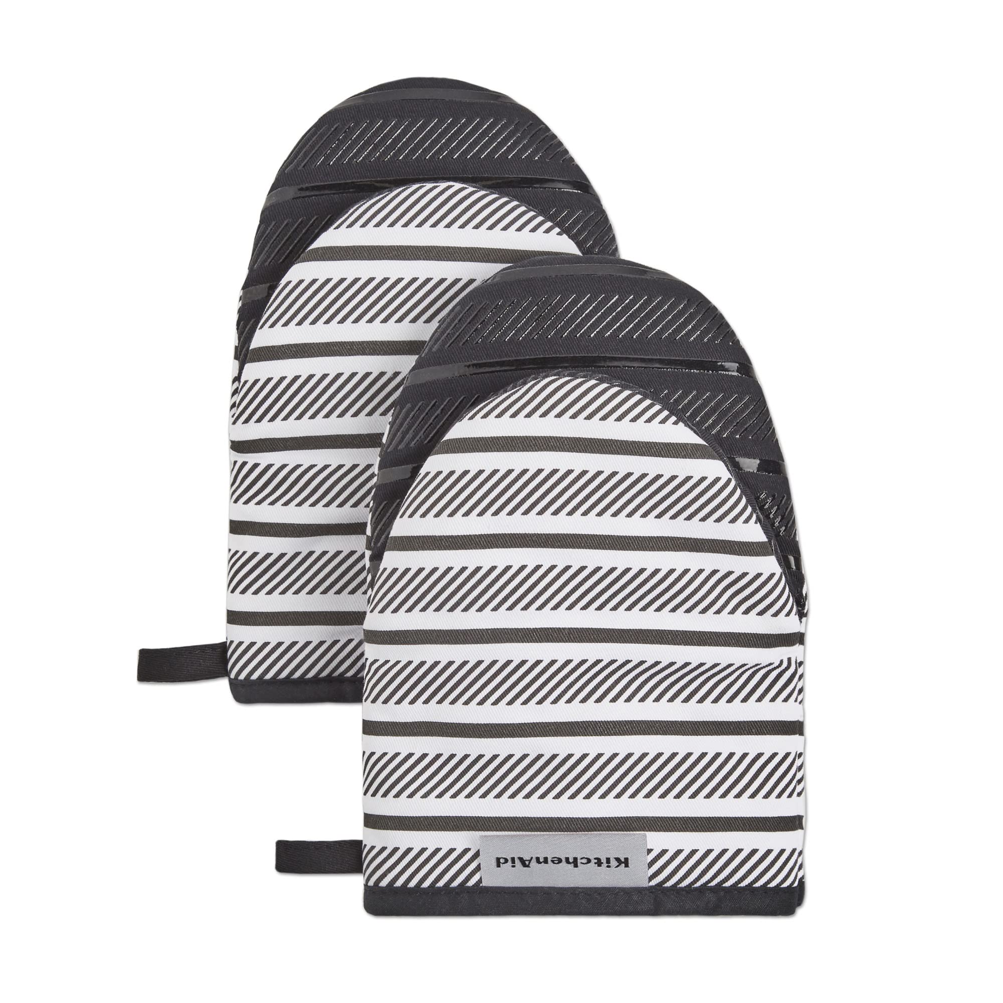 KITCHENAID Albany Mini Oven Mitt 2-Pack Set, Matte Black, 5.5x8