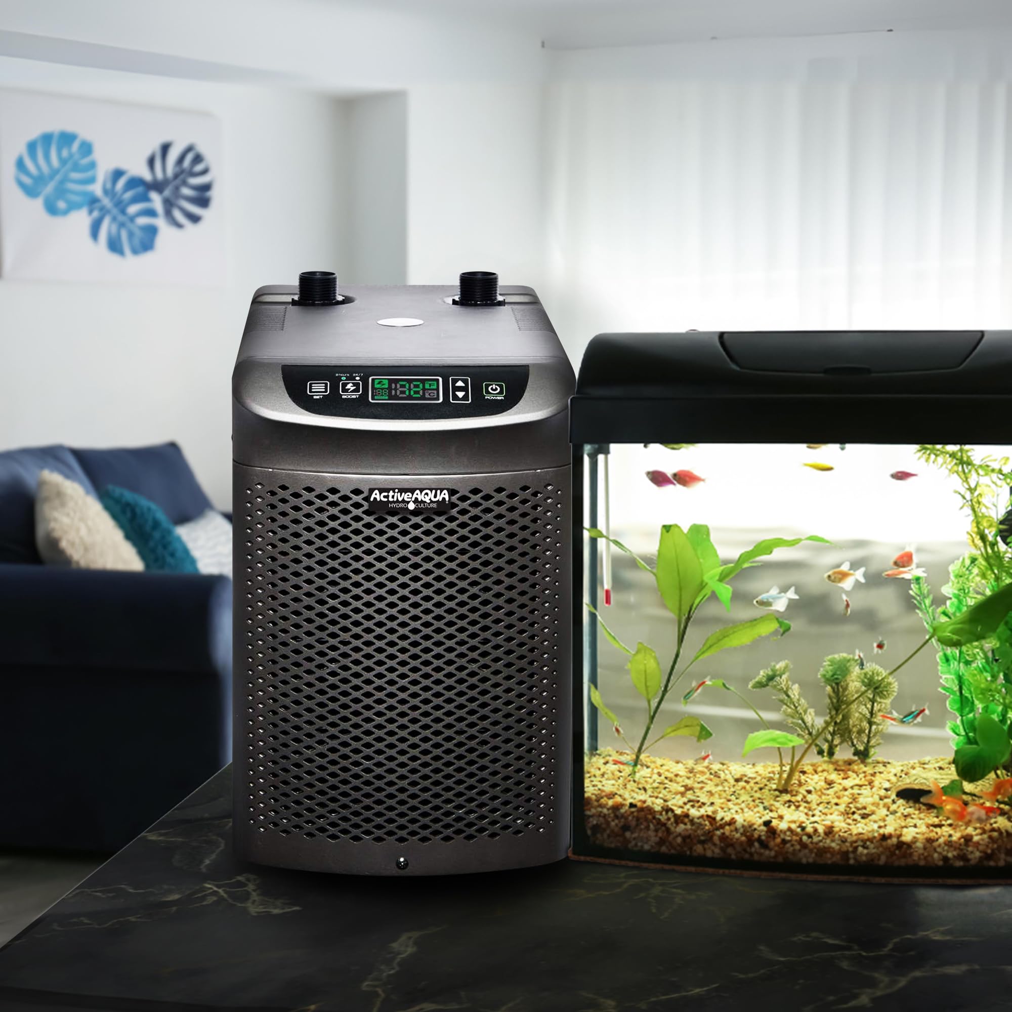 Active Aqua Hydroponic Water Chiller Cooling System With Remote Control And Freestanding Mounting Type For Home And Kitchen, Bla