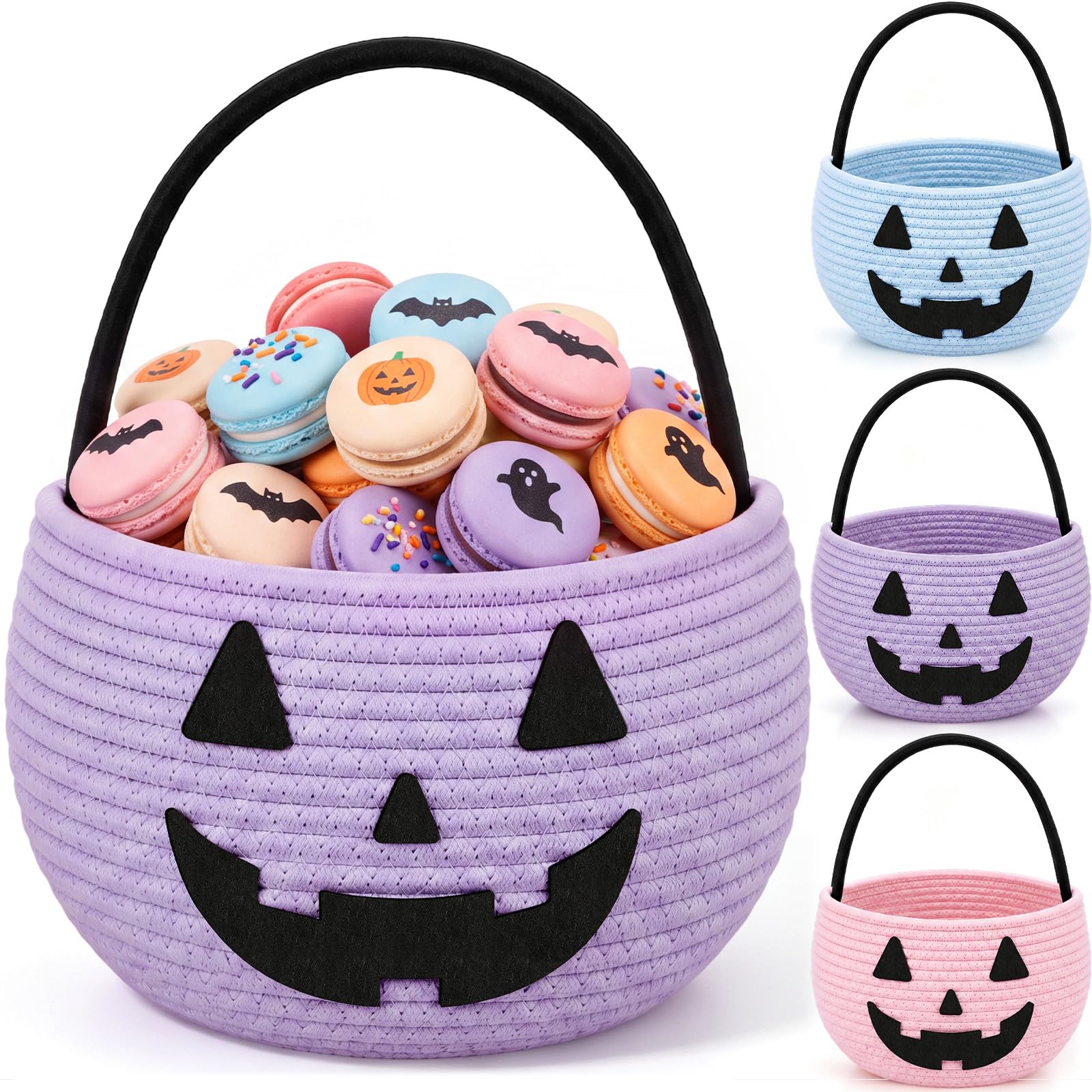Willinglong Halloween Pumpkin Basket, Trick or Treat Basket for Kid, Purple