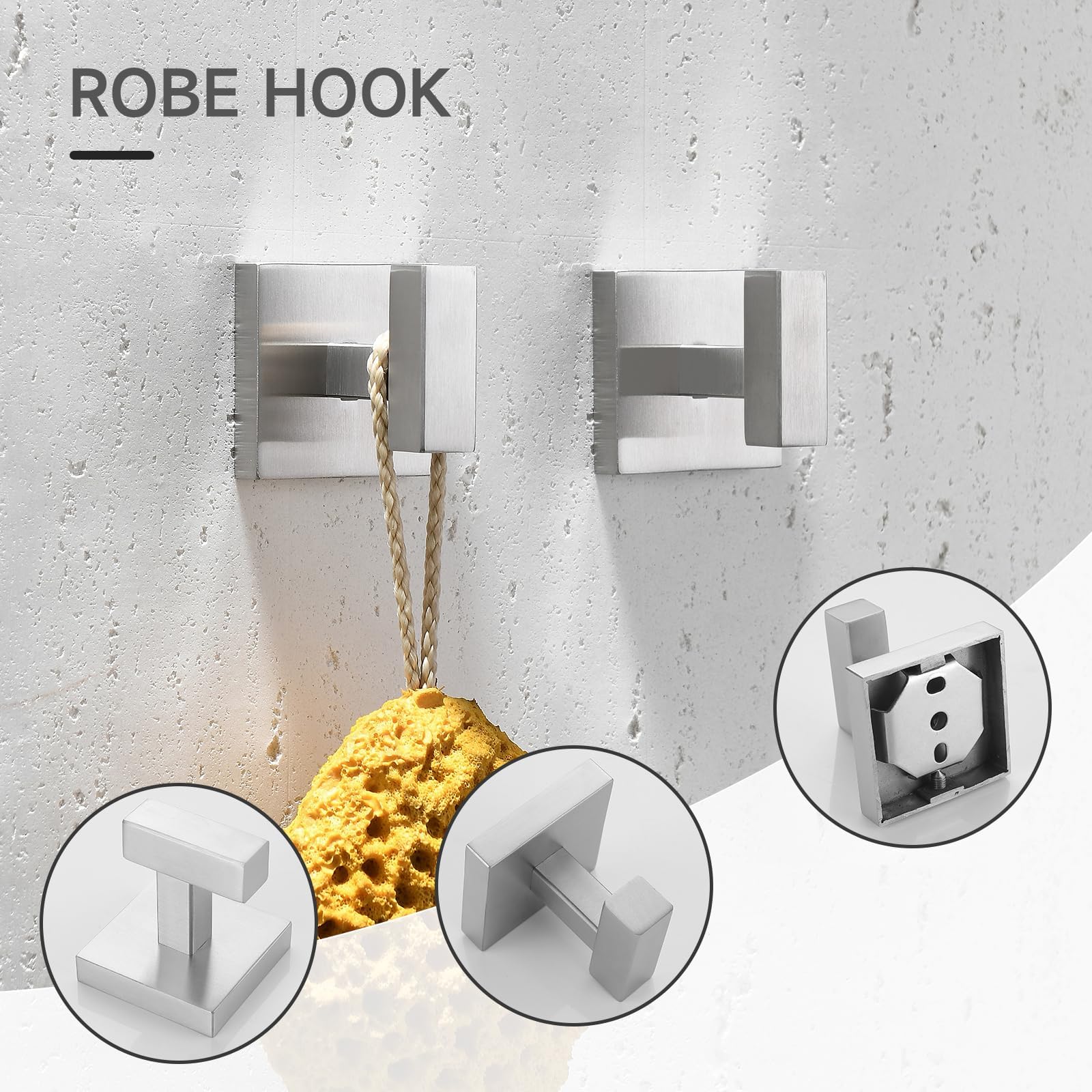 Tqkag 5-Piece Bathroom Hardware Set Brushed Nickel Classic Wall Mounted Sus304 Stainless Steel Bathroom Accessories Set 23.6'' T