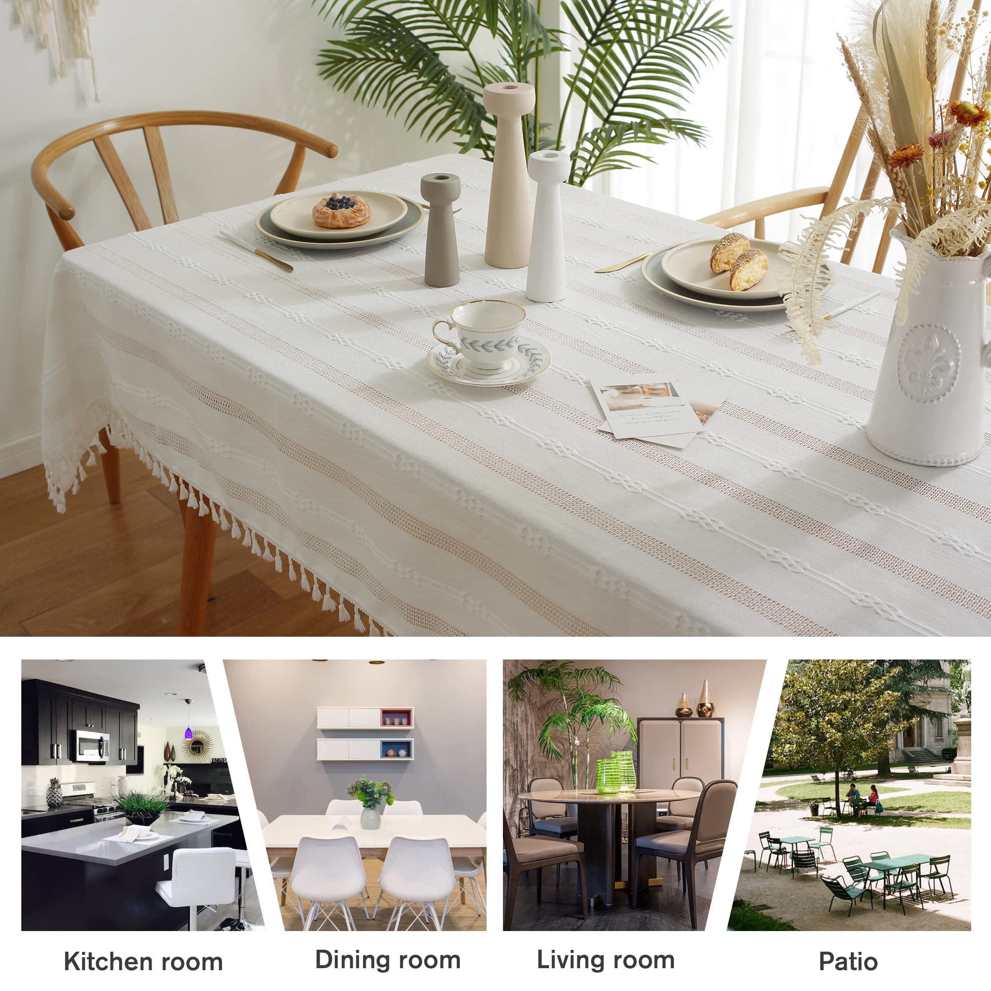 Pahajim Linen Tablecloths Tablecloth Rectangle Table Cloth Heavy Weight Cotton Linen Dust-Proof Table Cover For Party Table Cove
