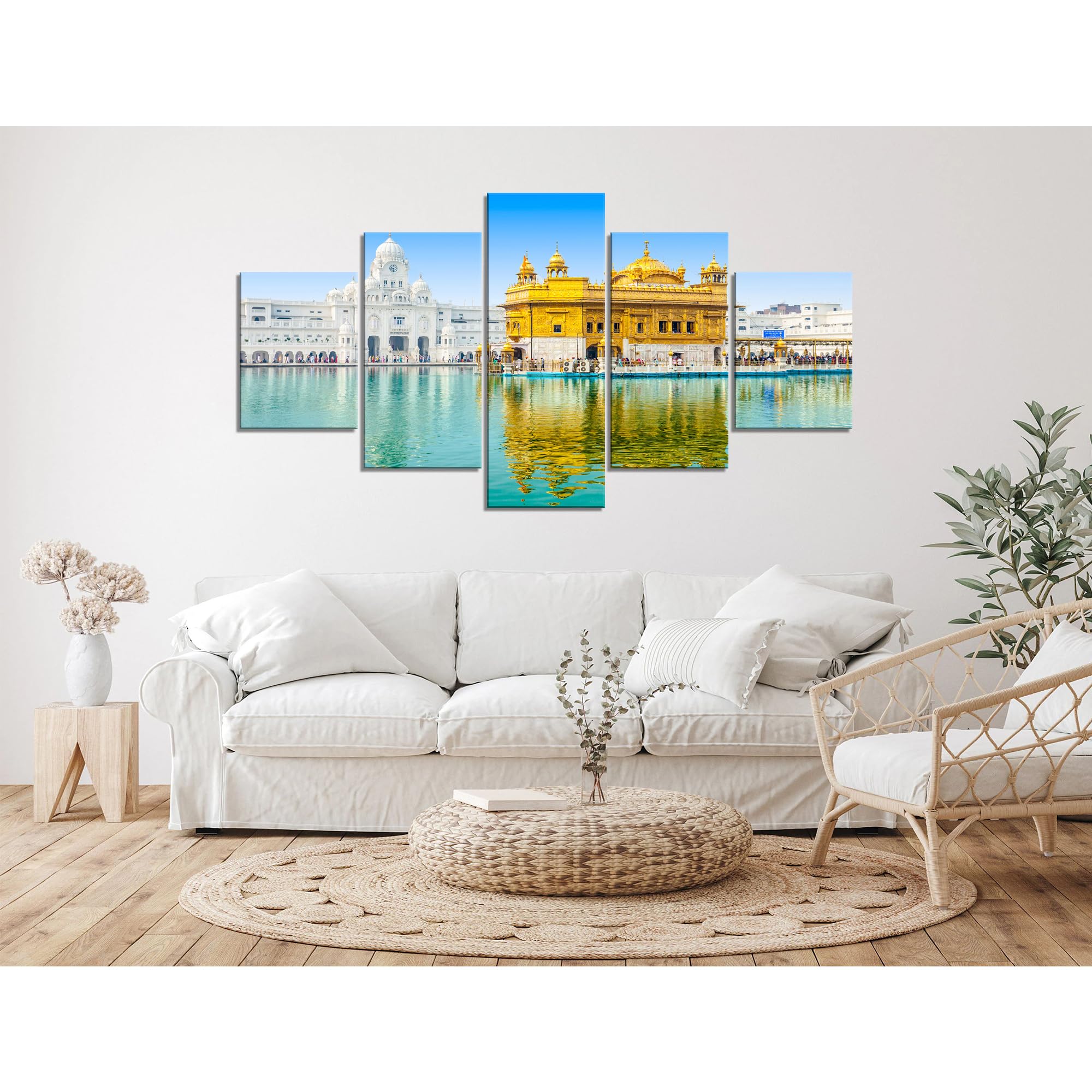 Wall Art Golden Temple Canvas Printed Amritsar Sikhism Painting Wall Decor Picture Religion Poster Framed Office Home Living Roo