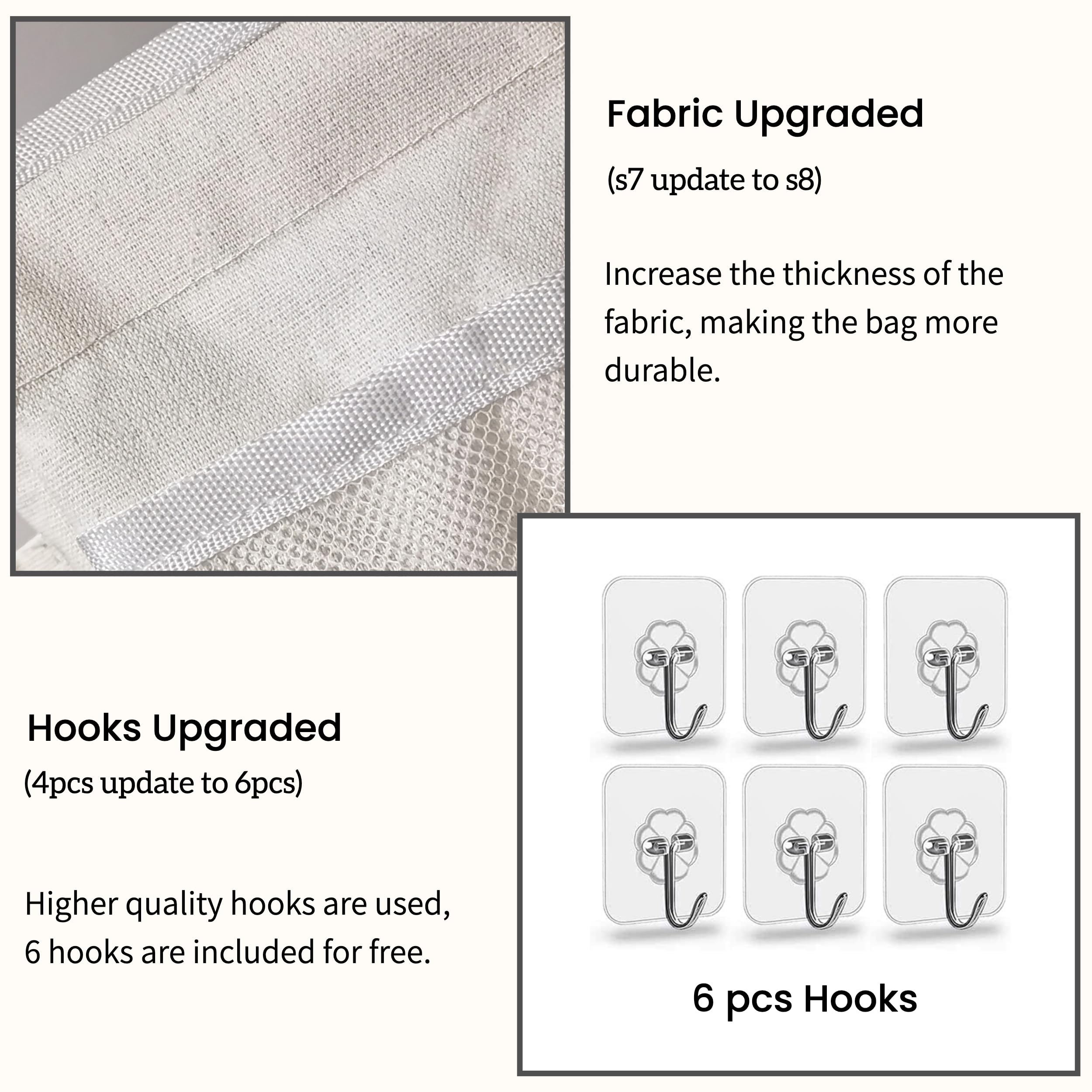 Kanrichu 2Pcs Large Wall Hanging Organizer Bag, Linen Fabric Door Hanging Storage Baskets With Pockets, Waterproof Bin For Kitch