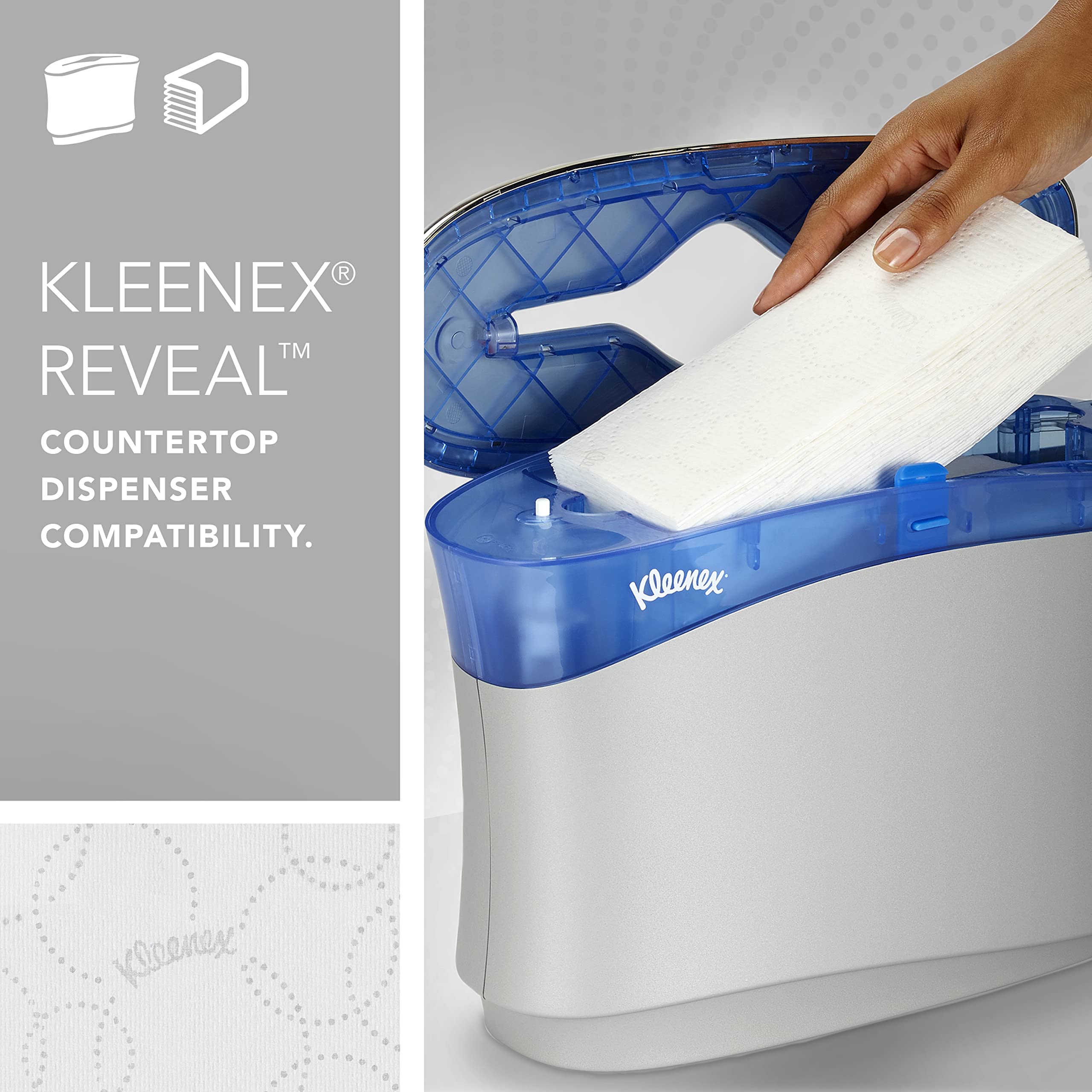 Kleenex Reveal Multifold Paper Towels (46321), 2-Ply, For Kleenex Reveal Countertop System Dispenser, 7.5'' X 9.4'' Sheets, Whit